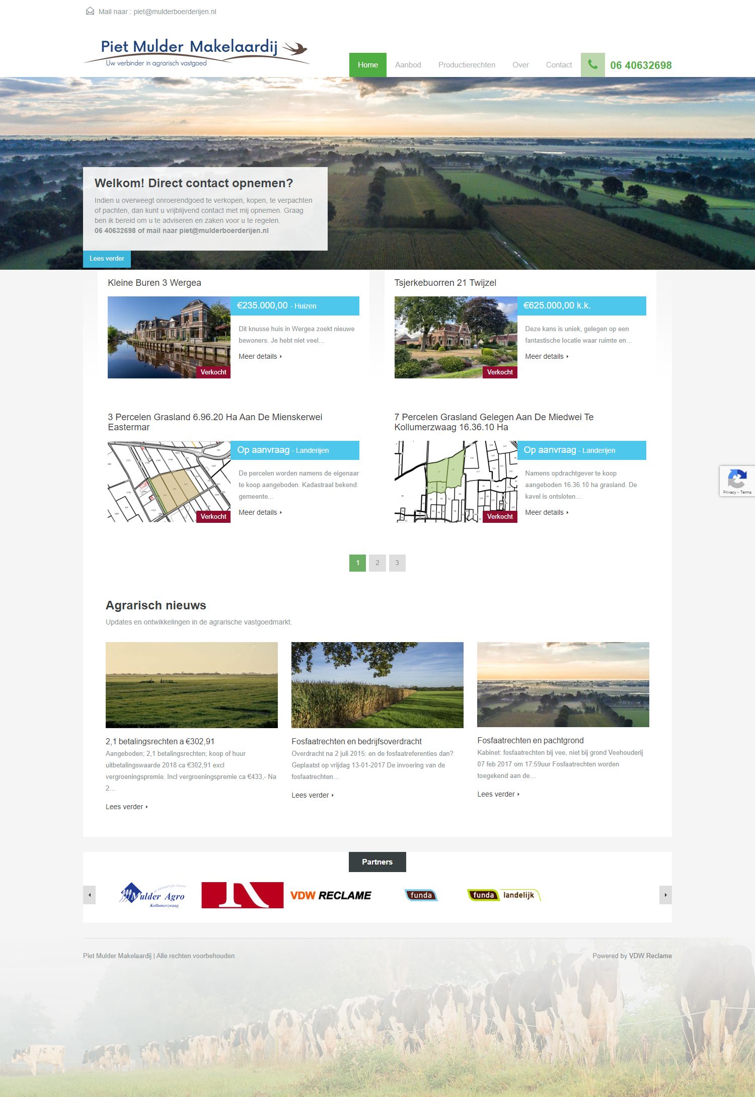 Screenshot van de website van www.pietmuldermakelaardij.nl