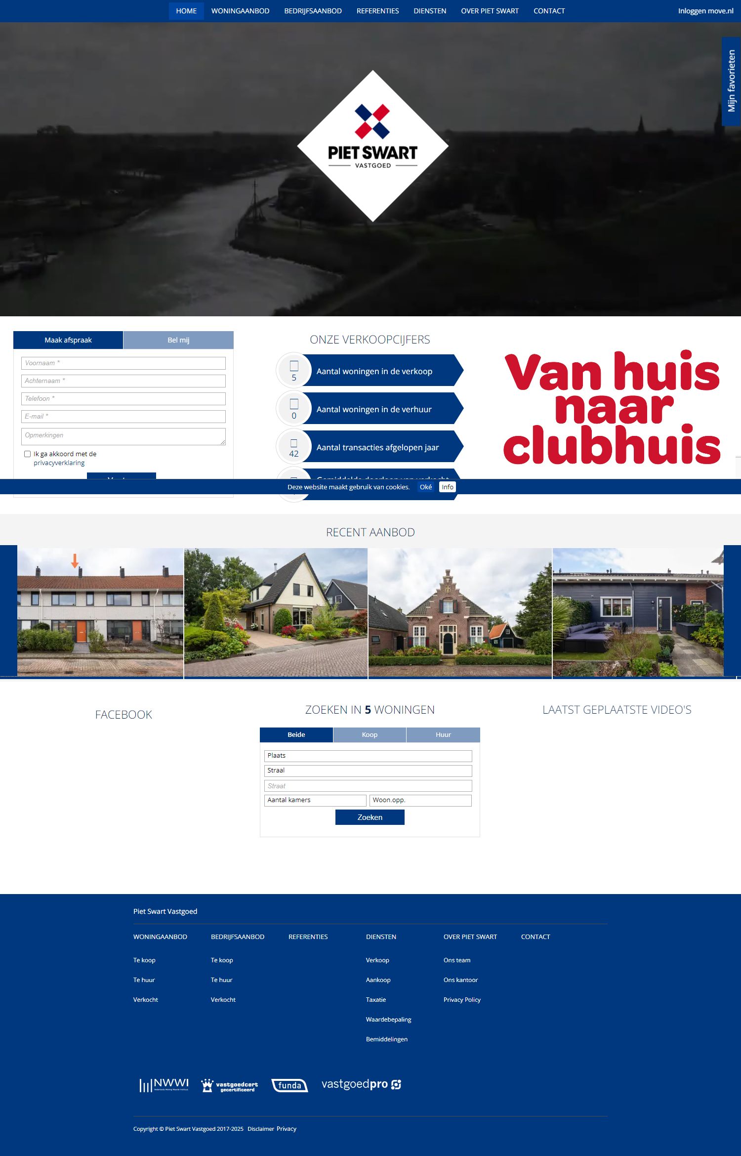 Screenshot van de website van www.pietswartvastgoed.nl