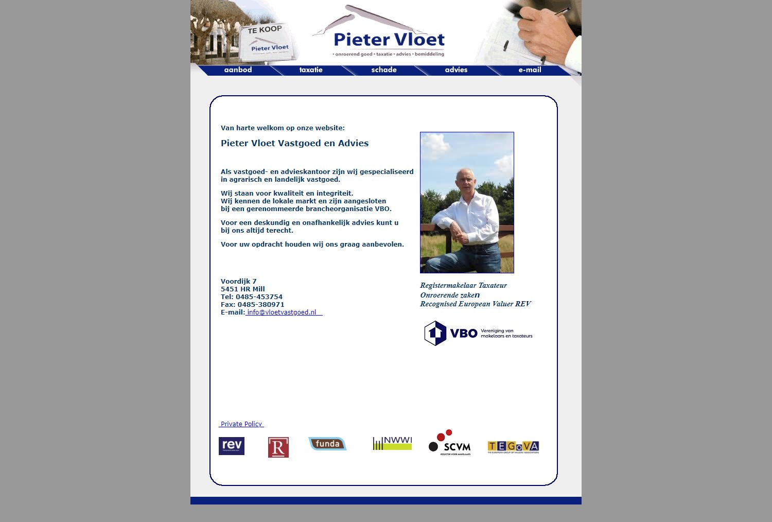 Screenshot van de website van www.vloetvastgoed.nl