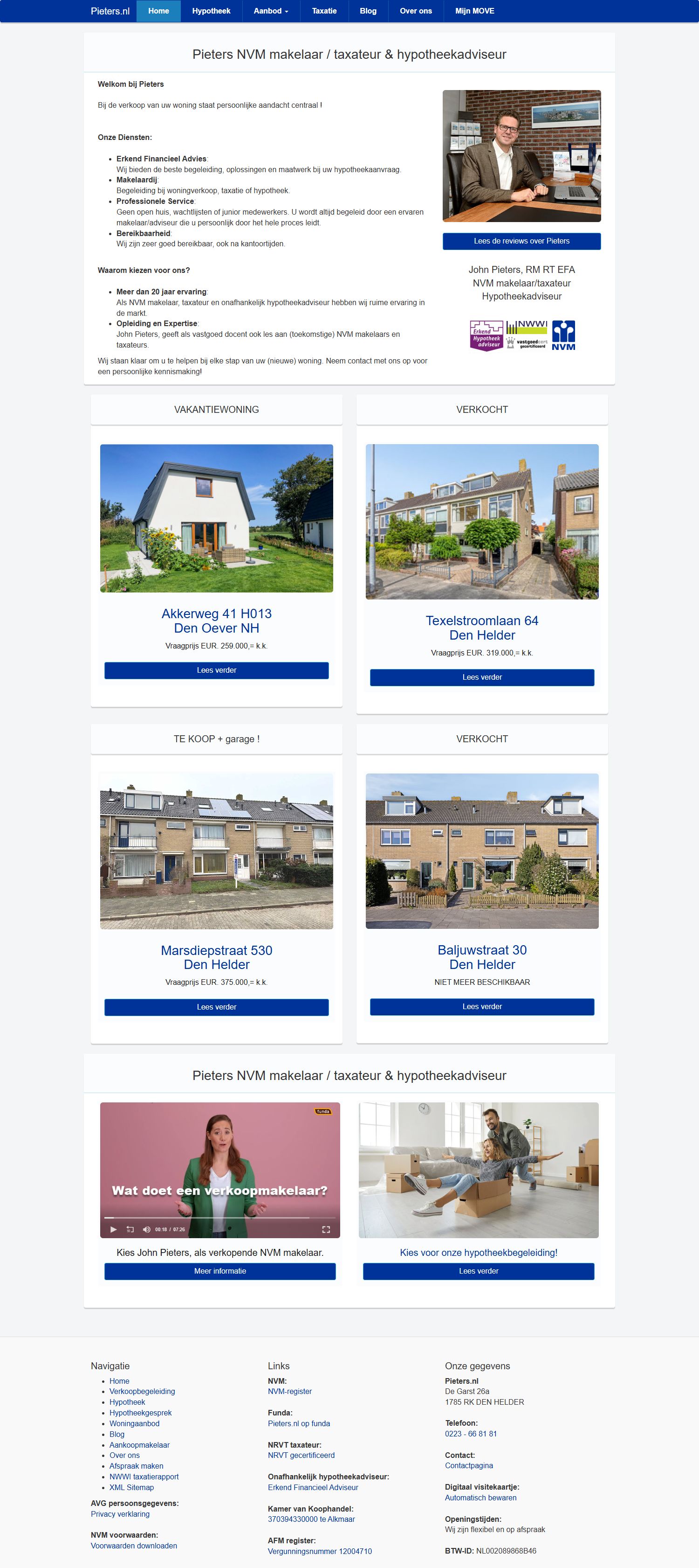 Capture d'écran du site web de www.pieters.nl