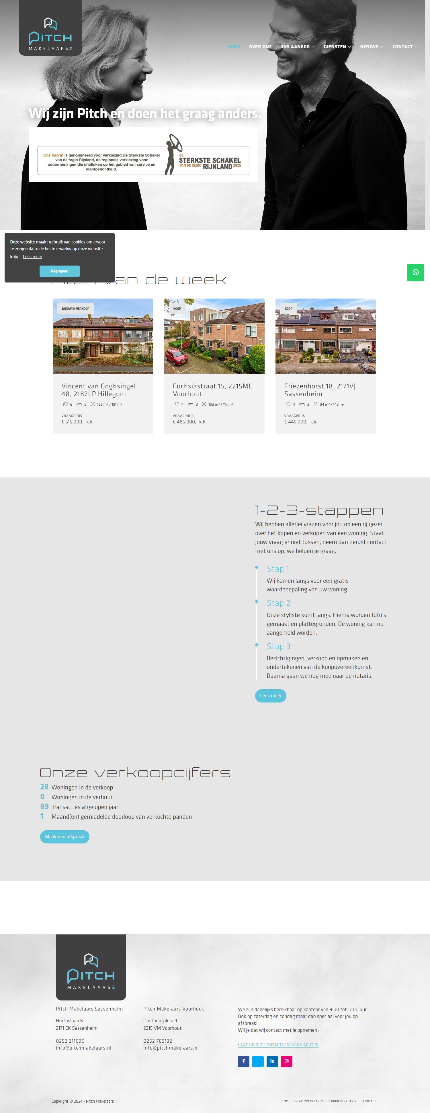 Screenshot van de website van www.pitchmakelaars.nl