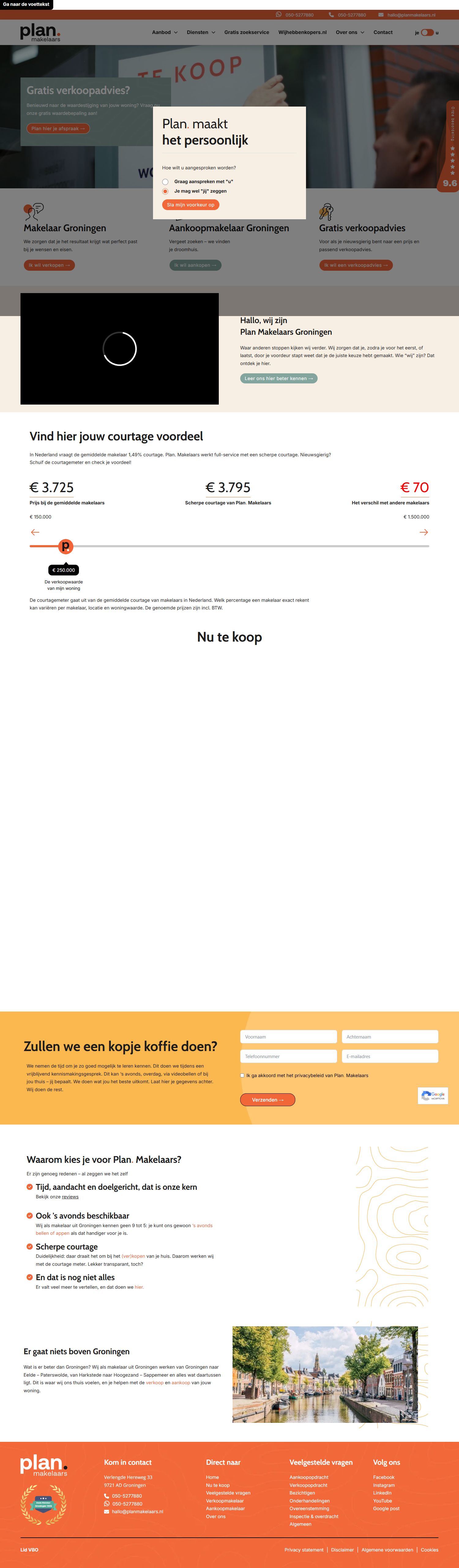 Screenshot of the website of planmakelaars.nl