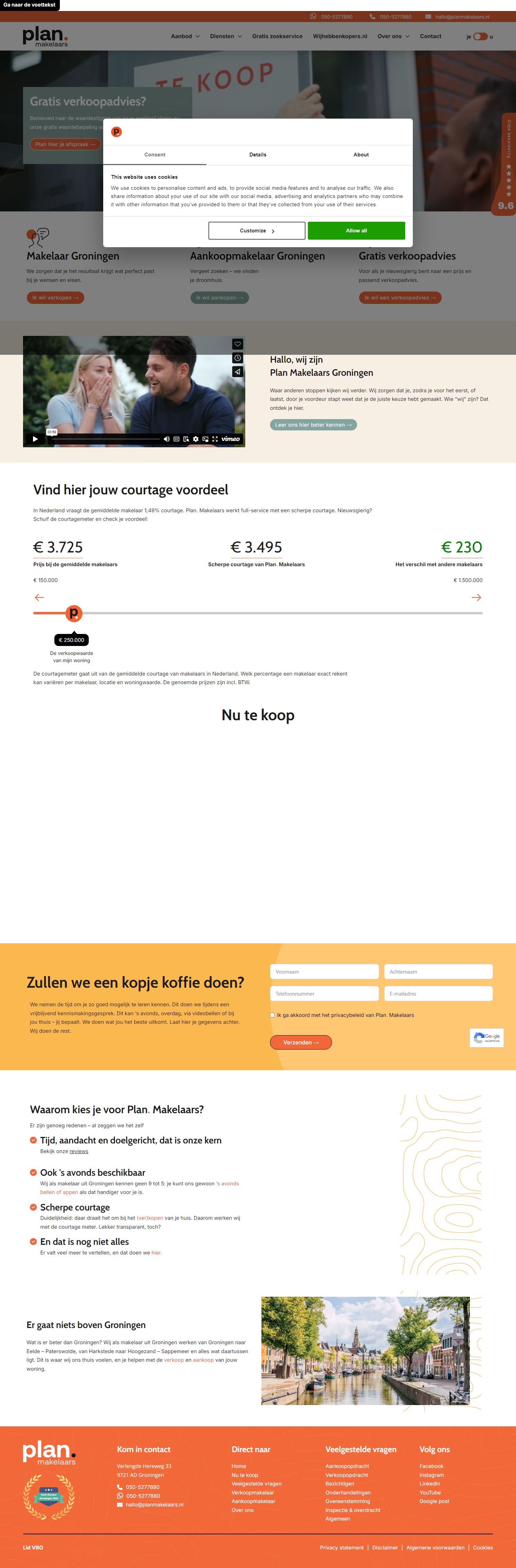 Screenshot van de website van www.planmakelaars.nl