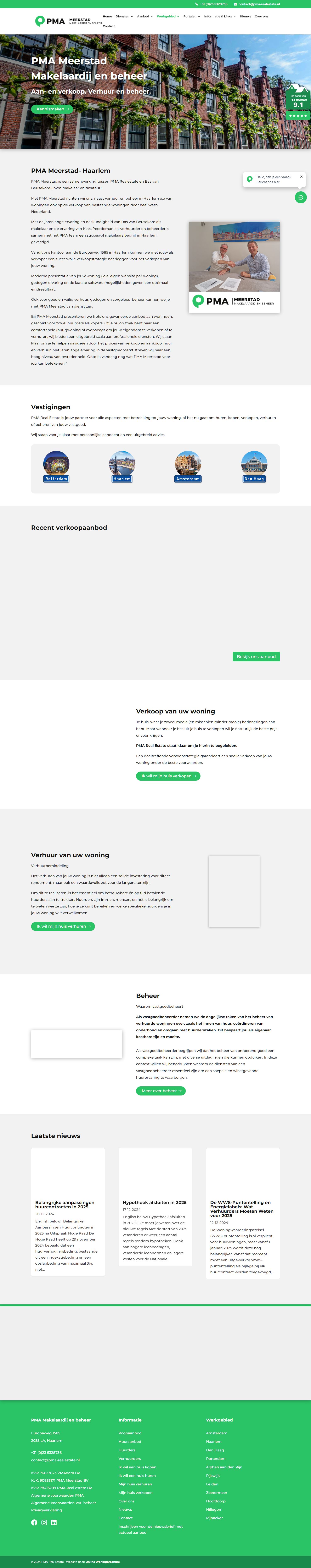 Screenshot van de website van pma-realestate.nl