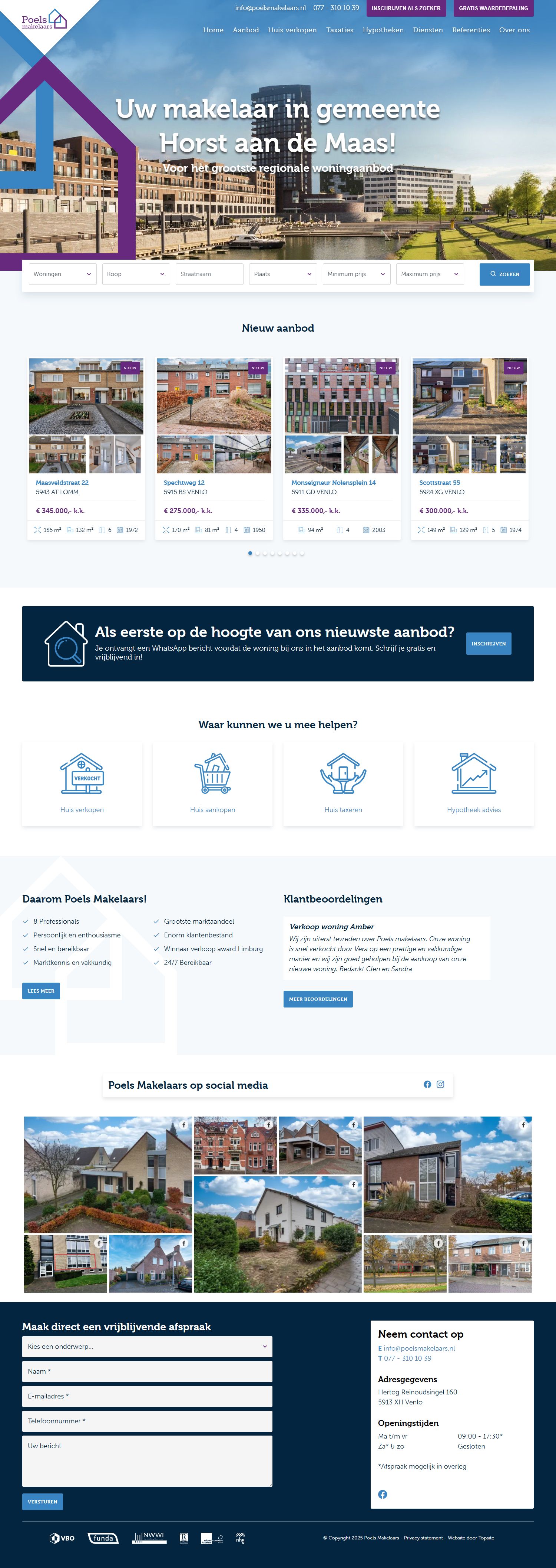 Capture d'écran du site web de www.poelsmakelaars.nl