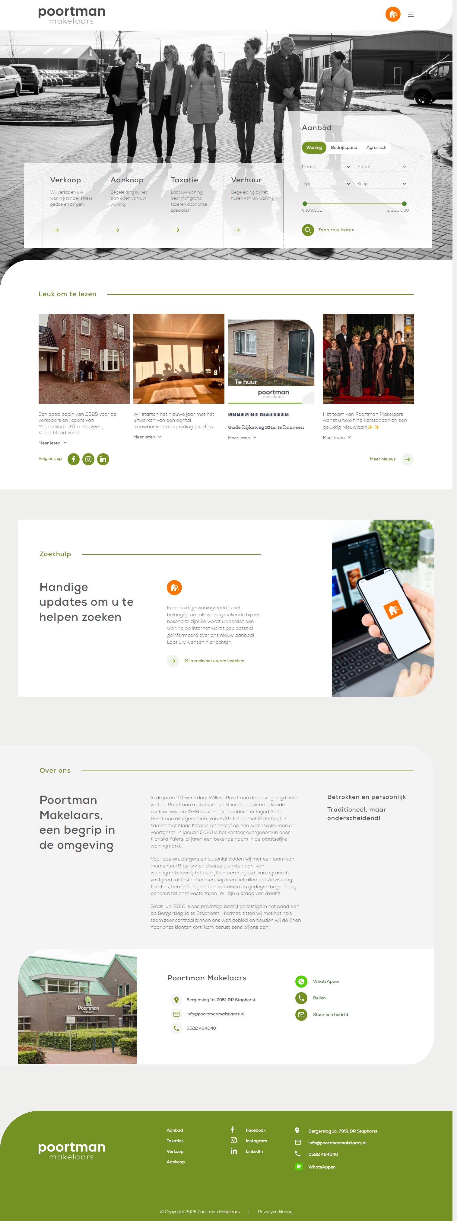 Screenshot van de website van www.poortmanmakelaars.nl