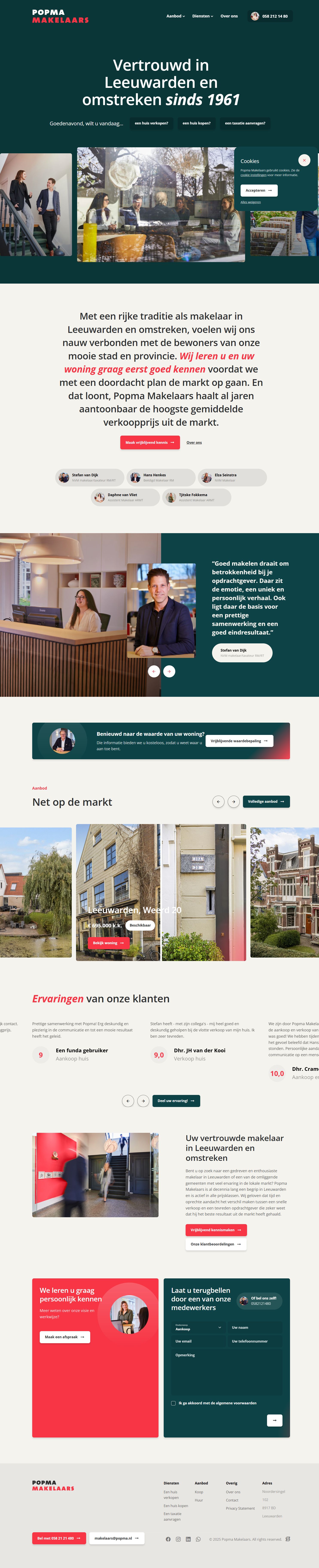 Screenshot van de website van www.popma.nl