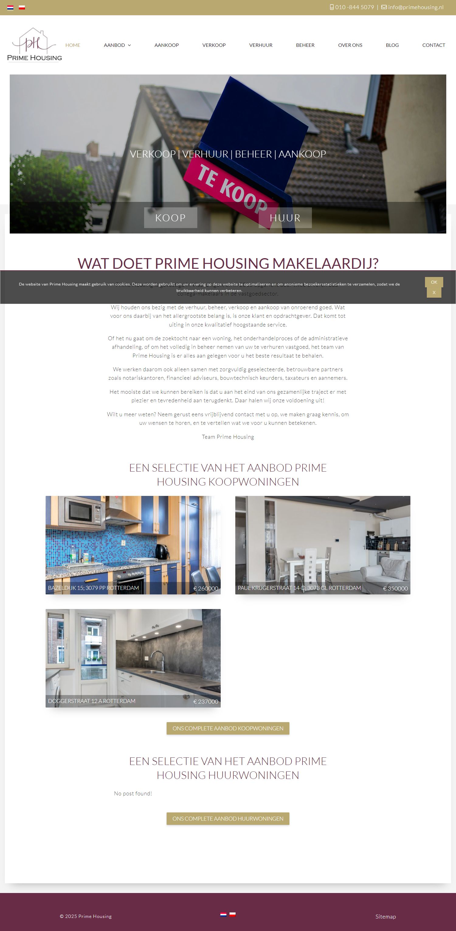 Screenshot van de website van www.primehousing.nl