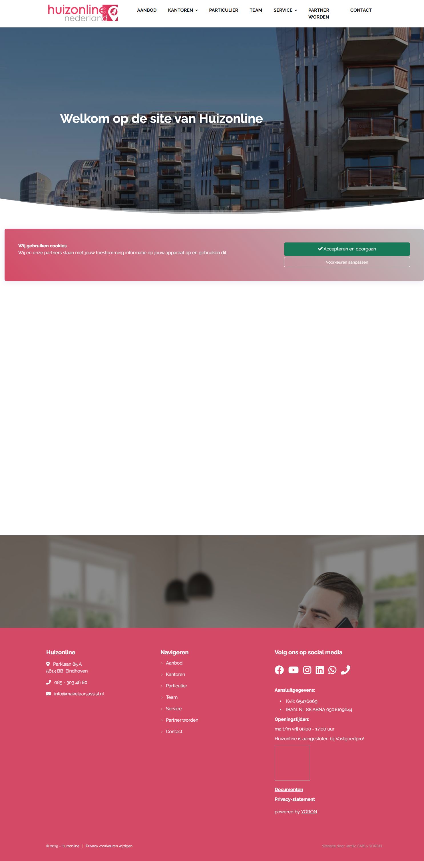 Screenshot van de website van huizonline.nl