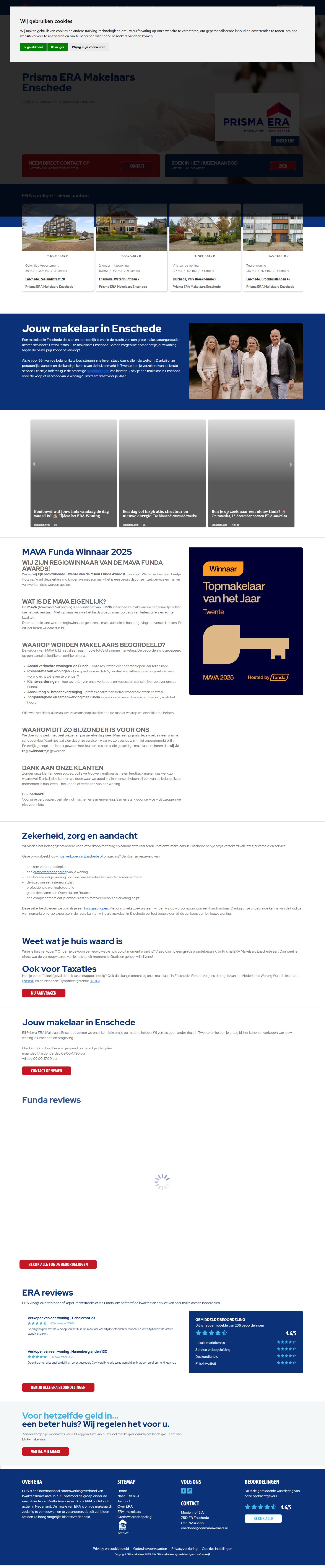 Screenshot of the website of www.era.nl