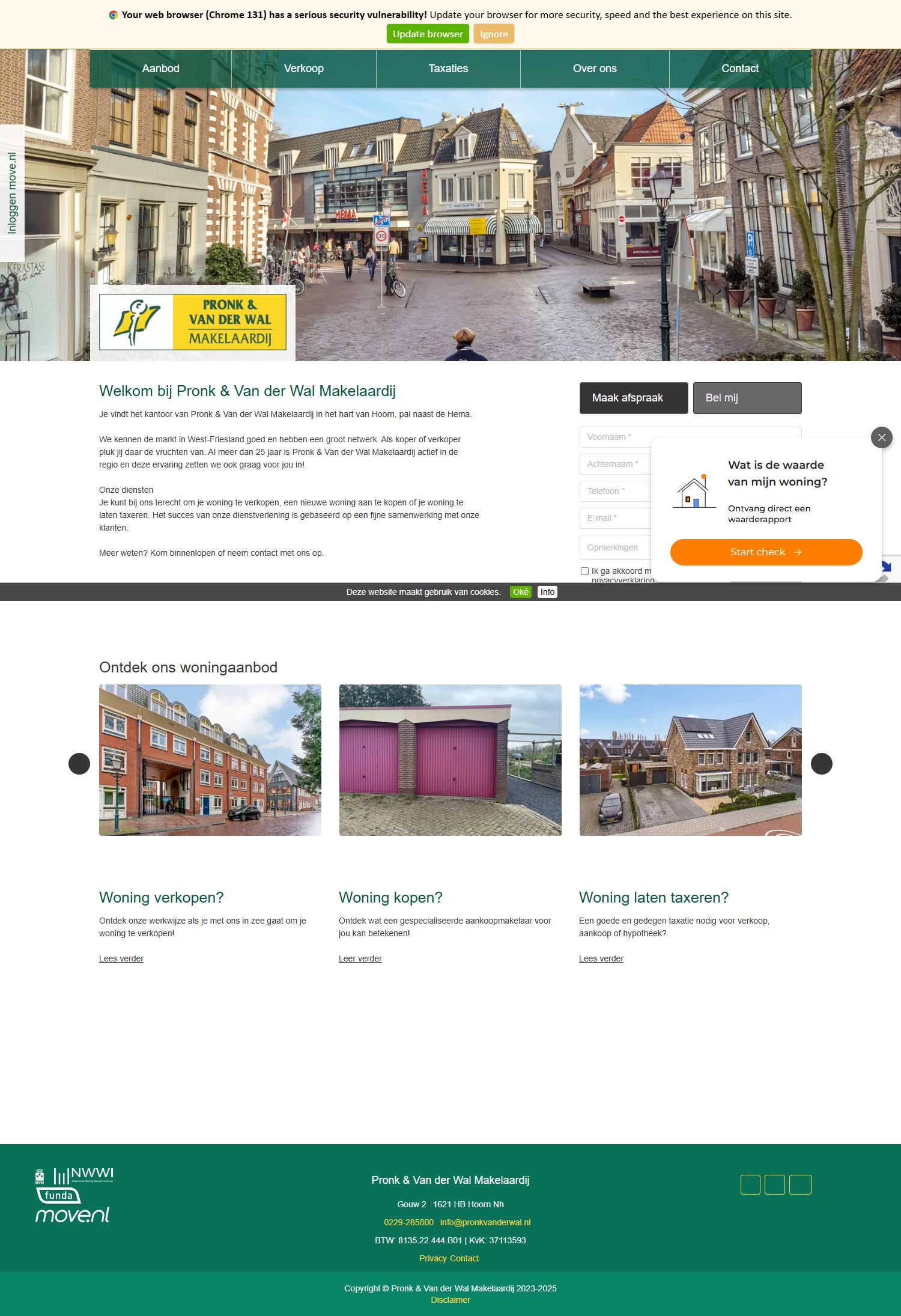 Capture d'écran du site web de www.pronkvanderwal.nl