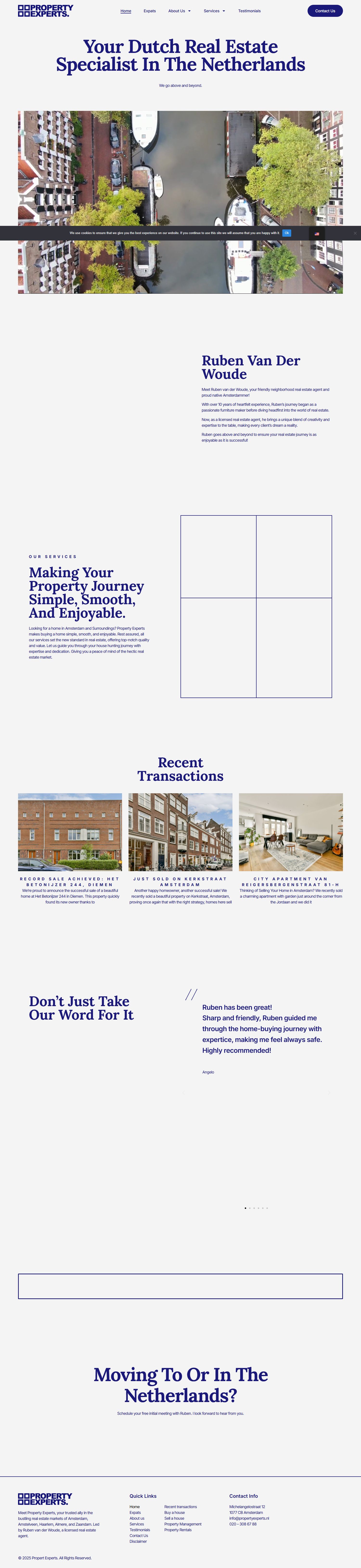Screenshot van de website van www.propertyexperts.nl