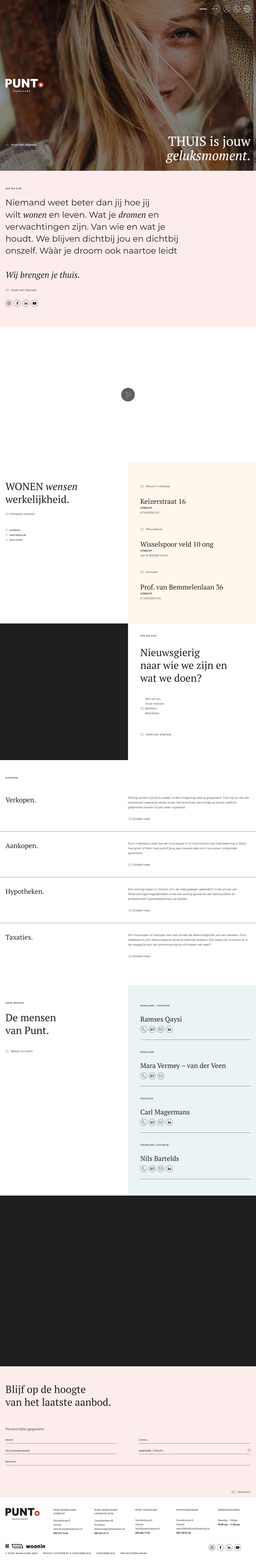 Screenshot of the website of www.puntmakelaars.nl