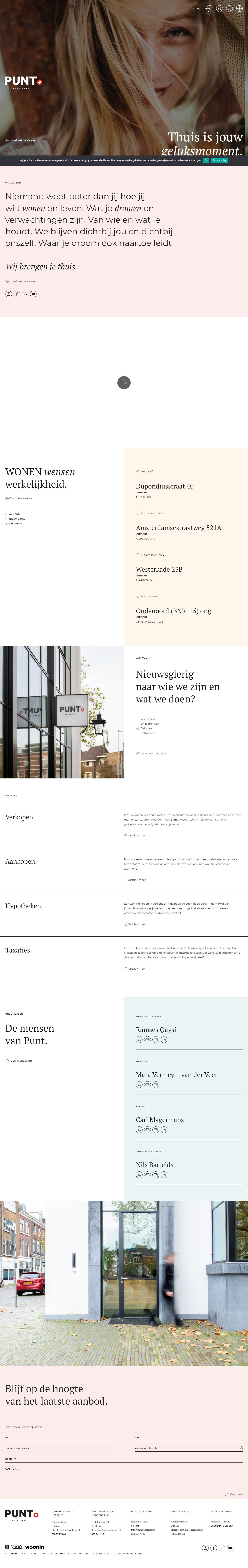 Screenshot van de website van www.puntmakelaars.nl