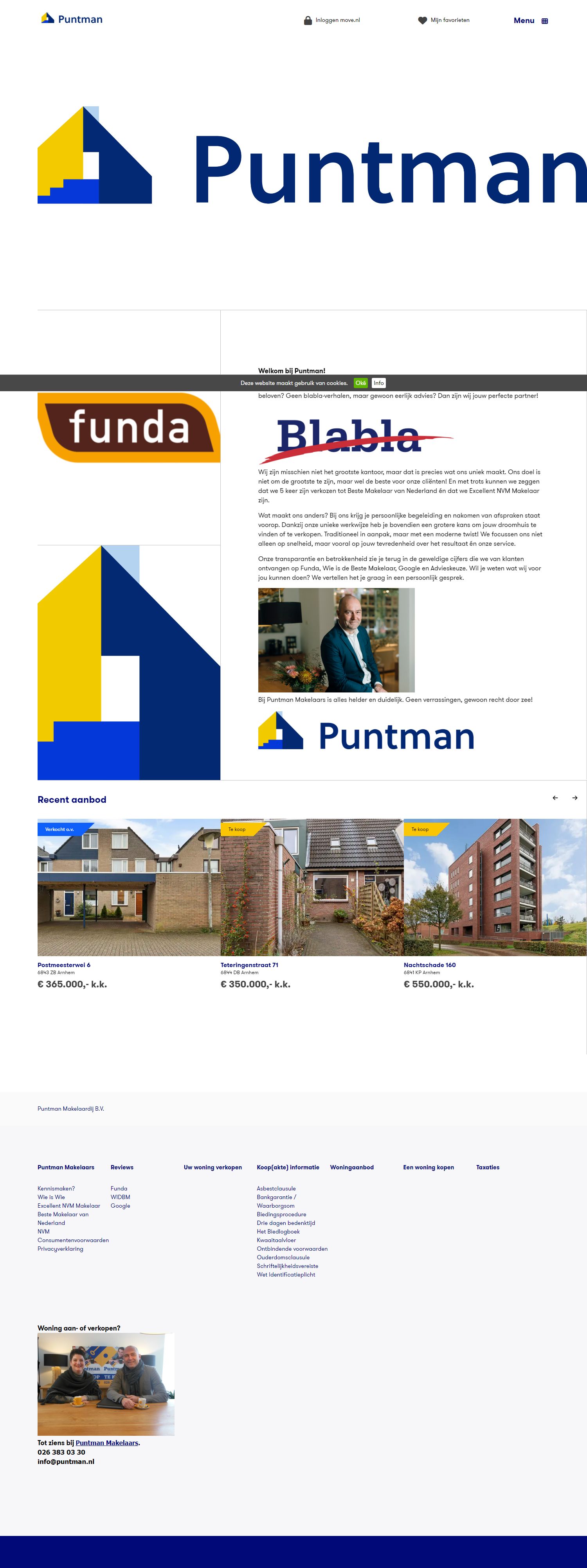 Screenshot van de website van www.puntman.nl