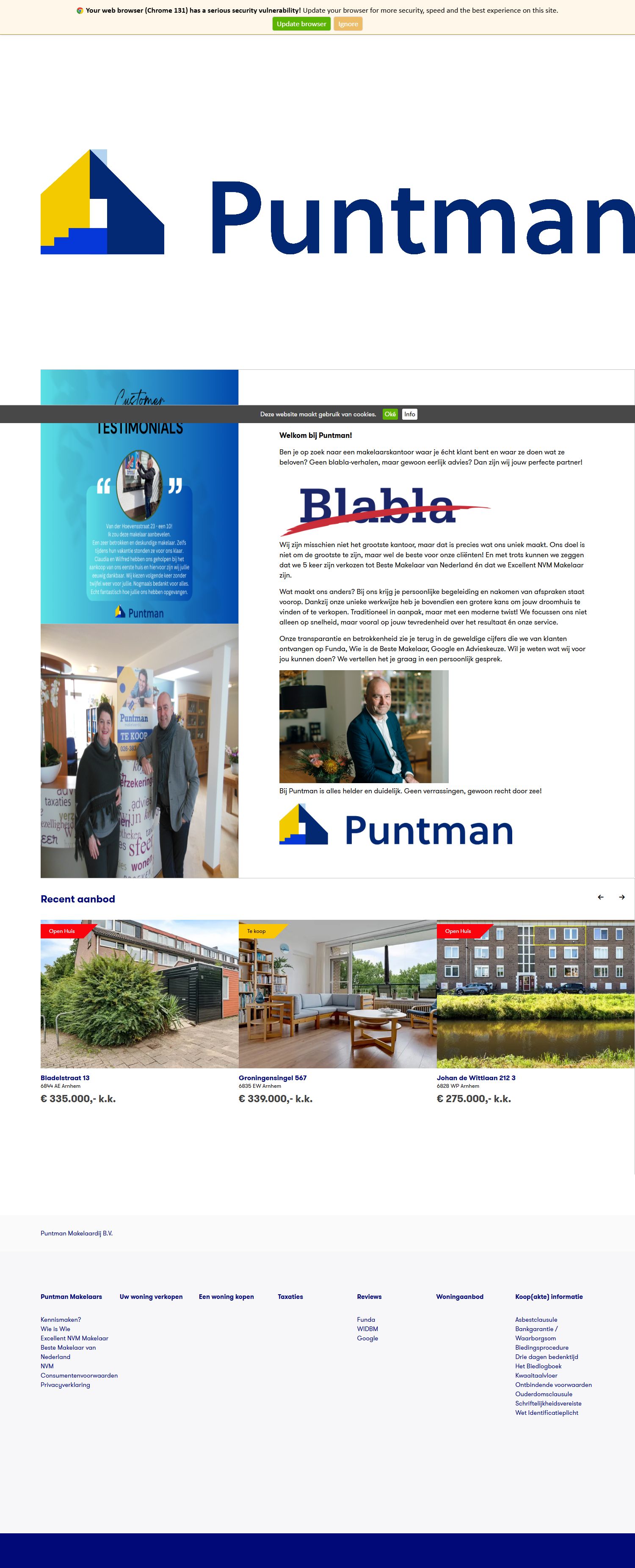 Screenshot der Website von www.puntman.nl