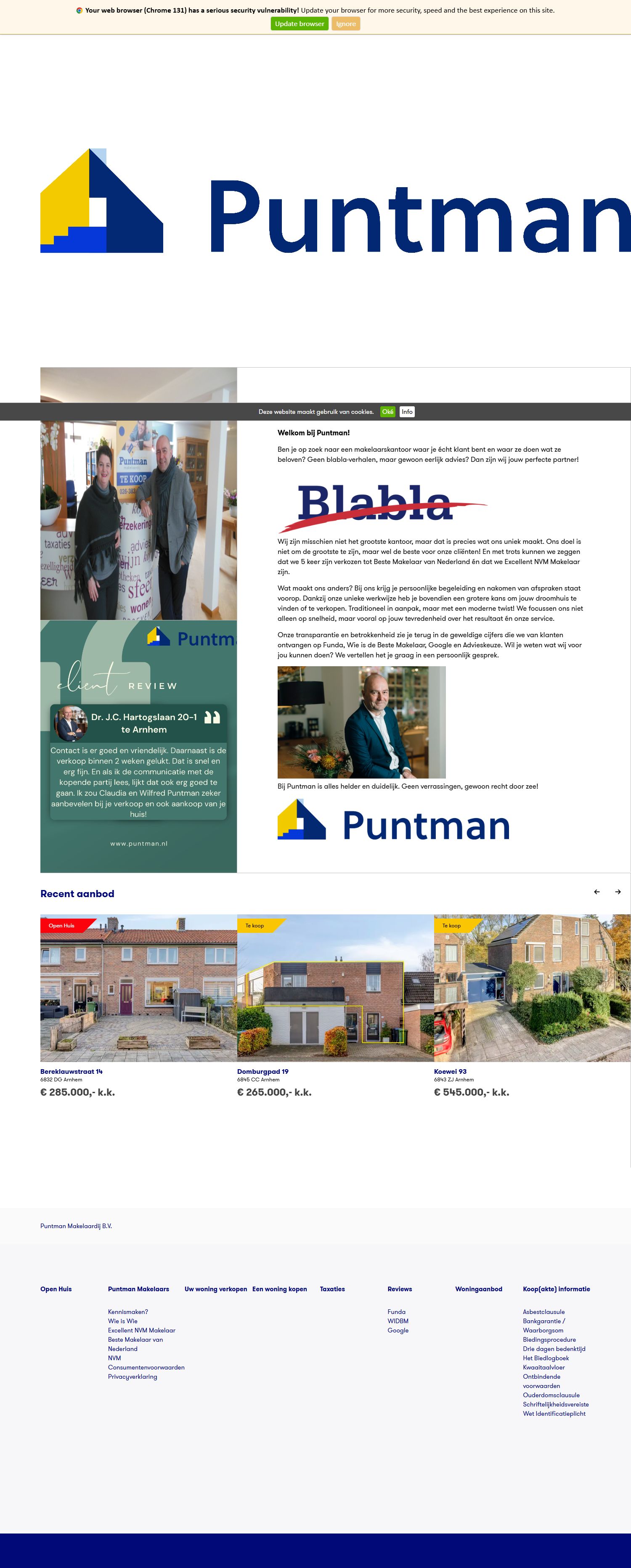 Screenshot of the website of www.puntman.nl