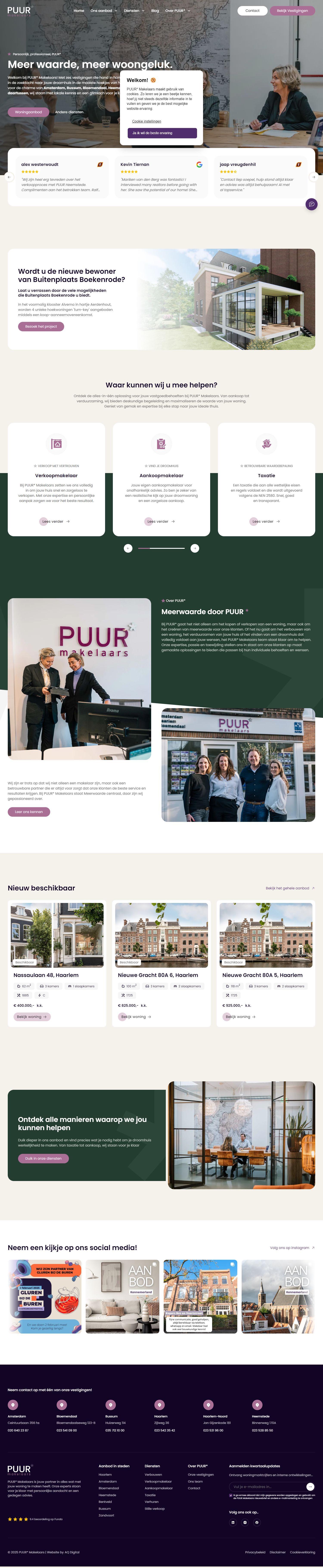 Screenshot van de website van www.puurmakelaars.nl