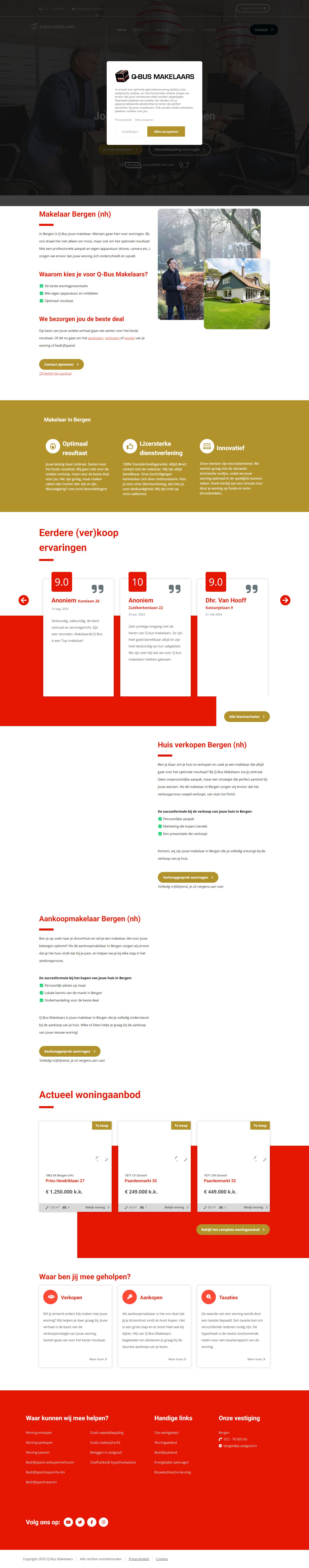 Screenshot van de website van www.q-vastgoed.nl