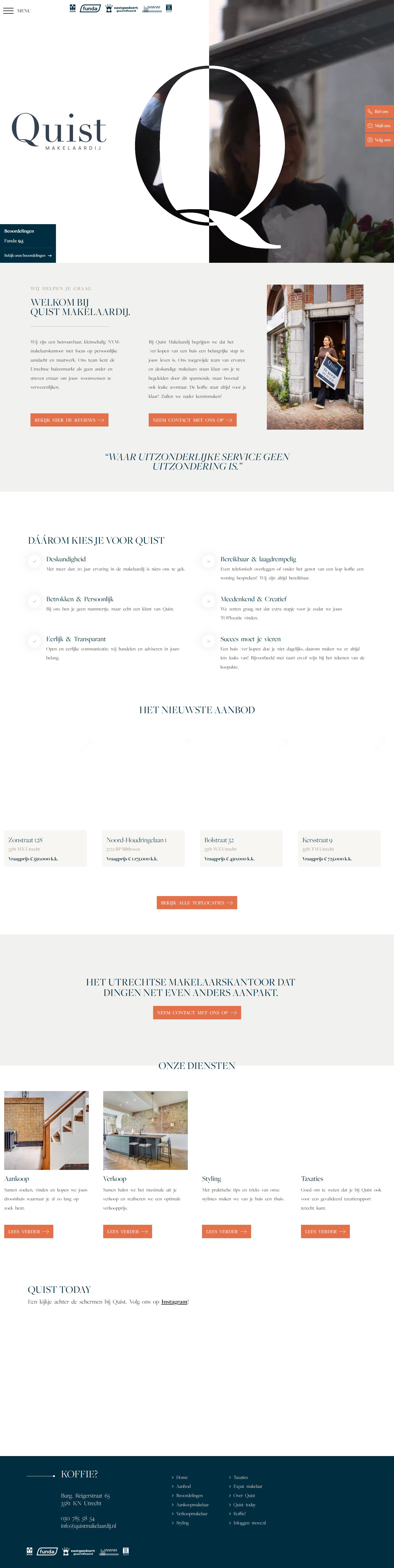 Screenshot of the website of www.quistmakelaardij.nl