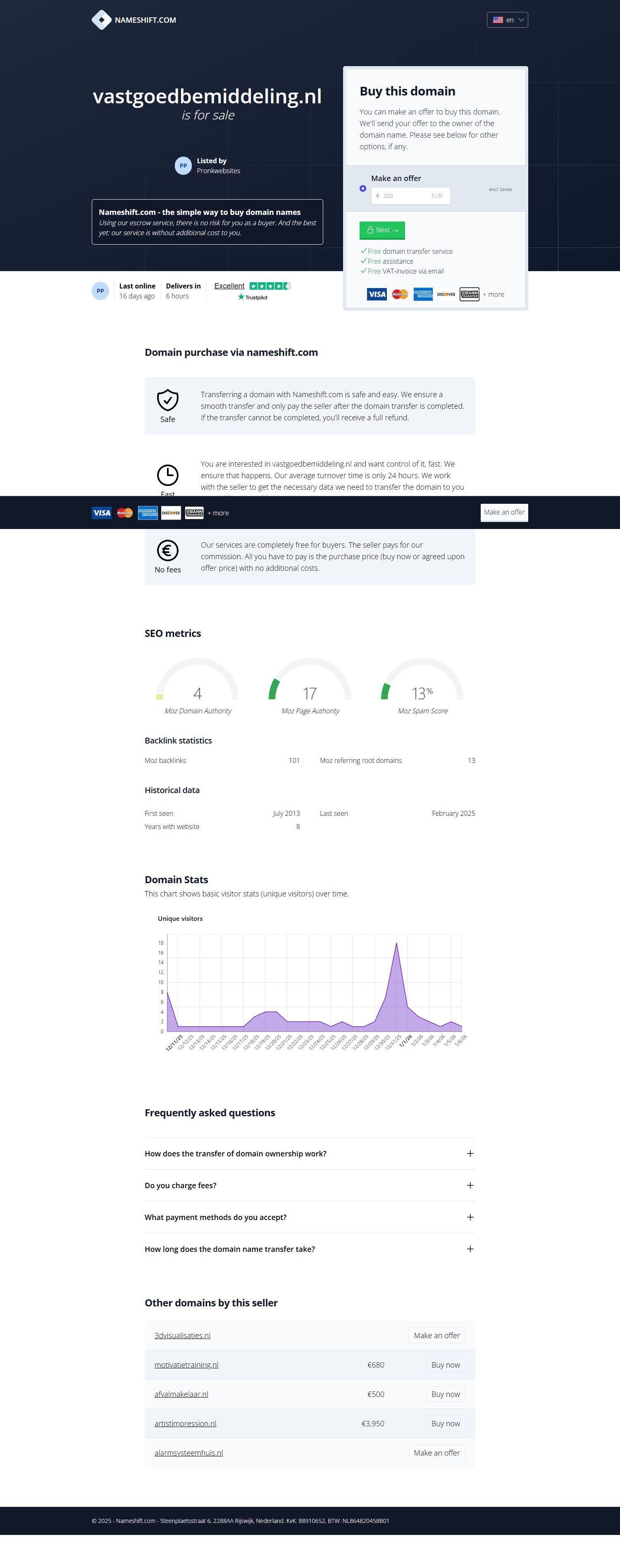 Screenshot van de website van www.vastgoedbemiddeling.nl
