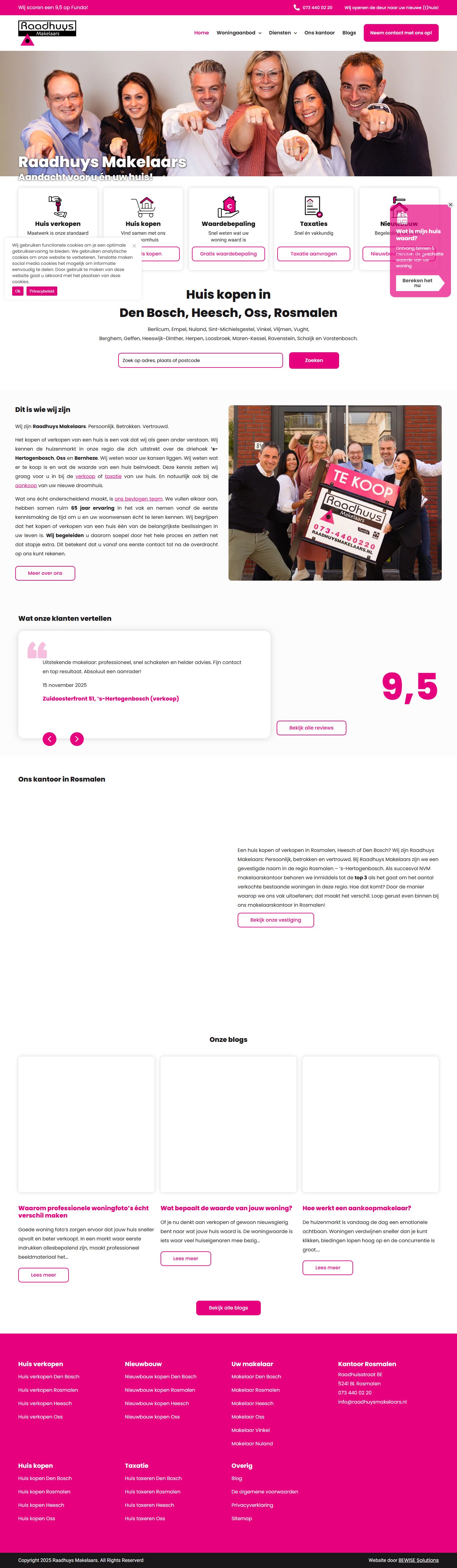 Screenshot van de website van www.raadhuysmakelaars.nl