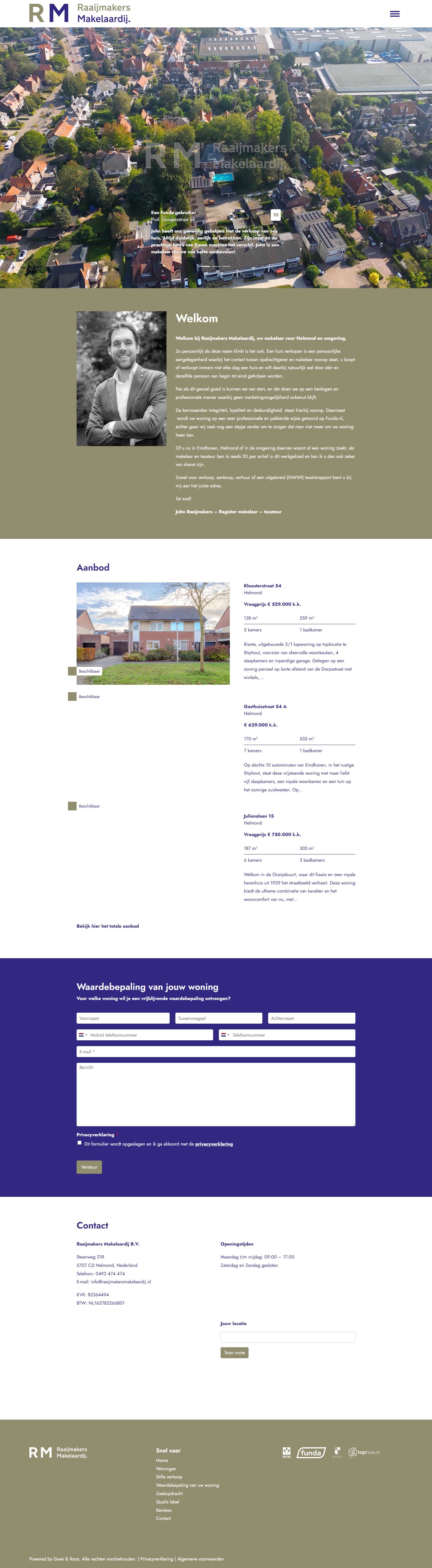 Screenshot of the website of www.raaijmakersmakelaardij.nl