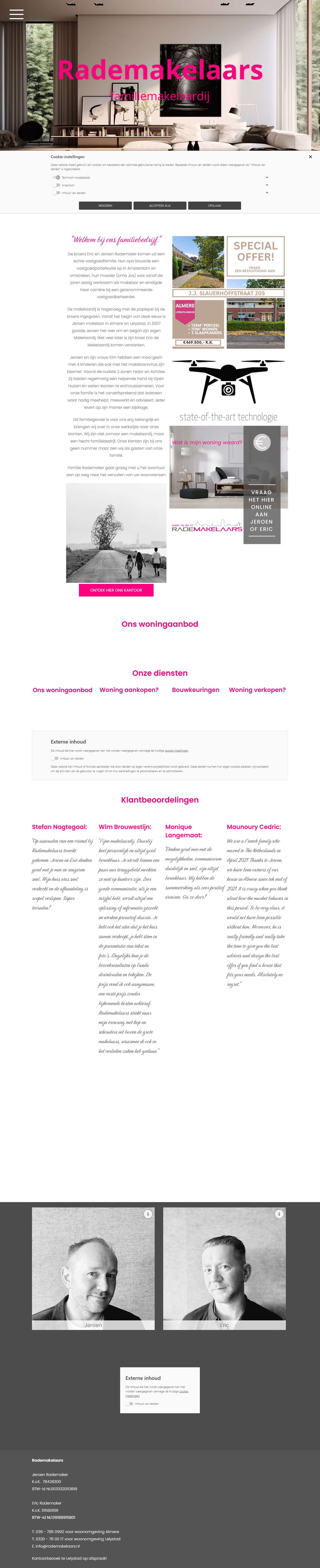 Screenshot der Website von www.rademakelaars.nl