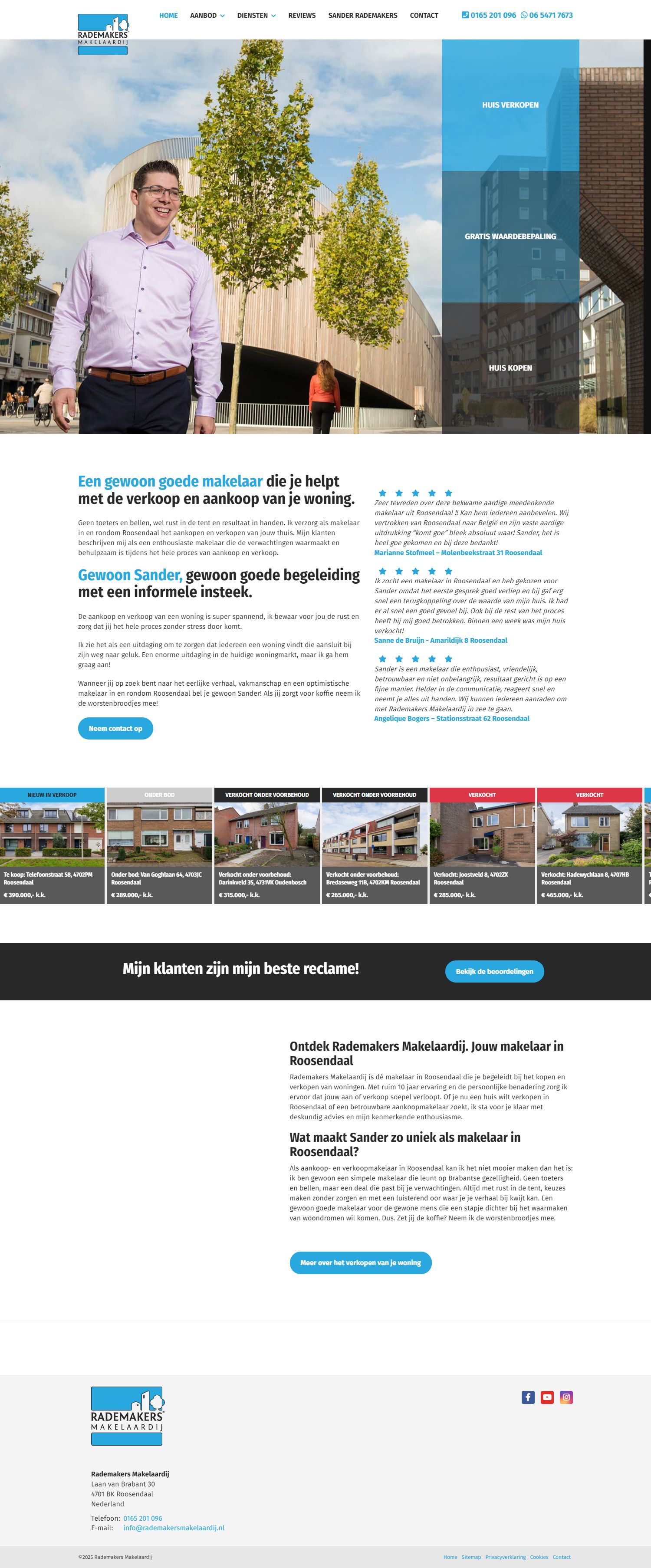 Screenshot van de website van www.rademakersmakelaardij.nl