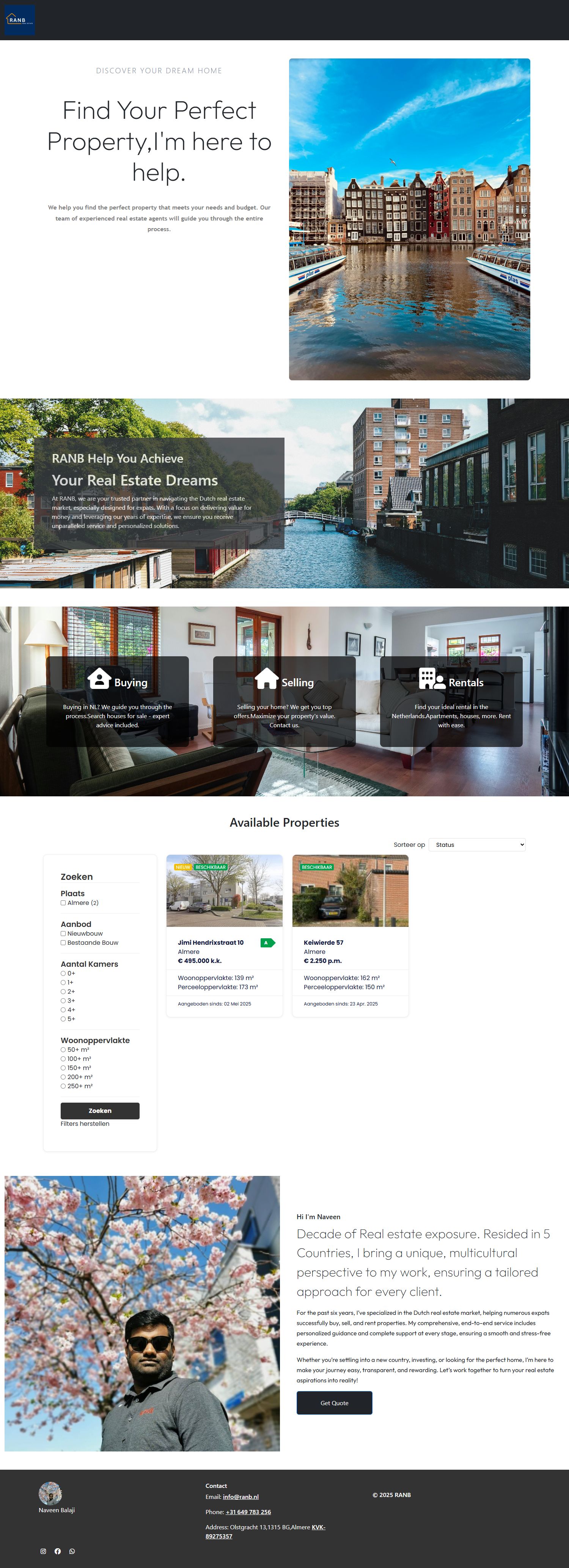 Screenshot van de website van www.ranb.nl