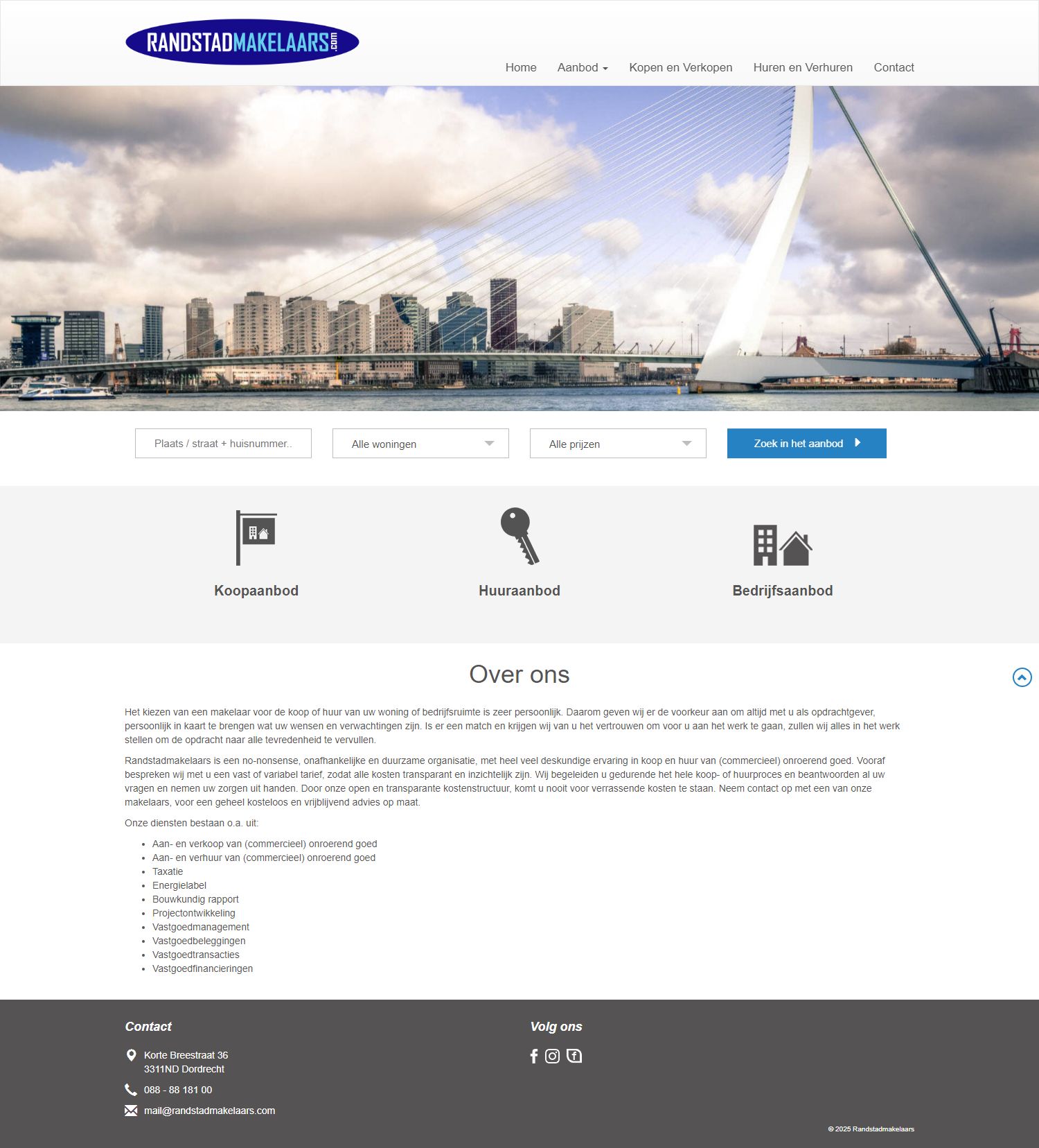 Screenshot van de website van www.randstadmakelaars.com