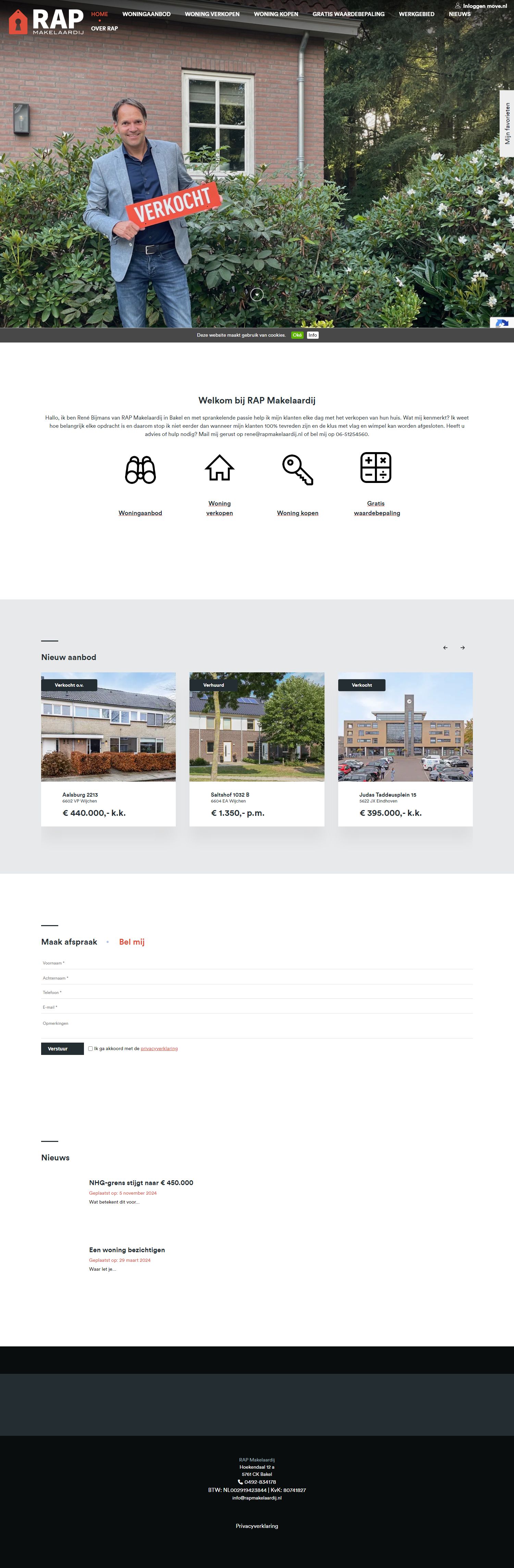 Screenshot van de website van www.rapmakelaardij.nl