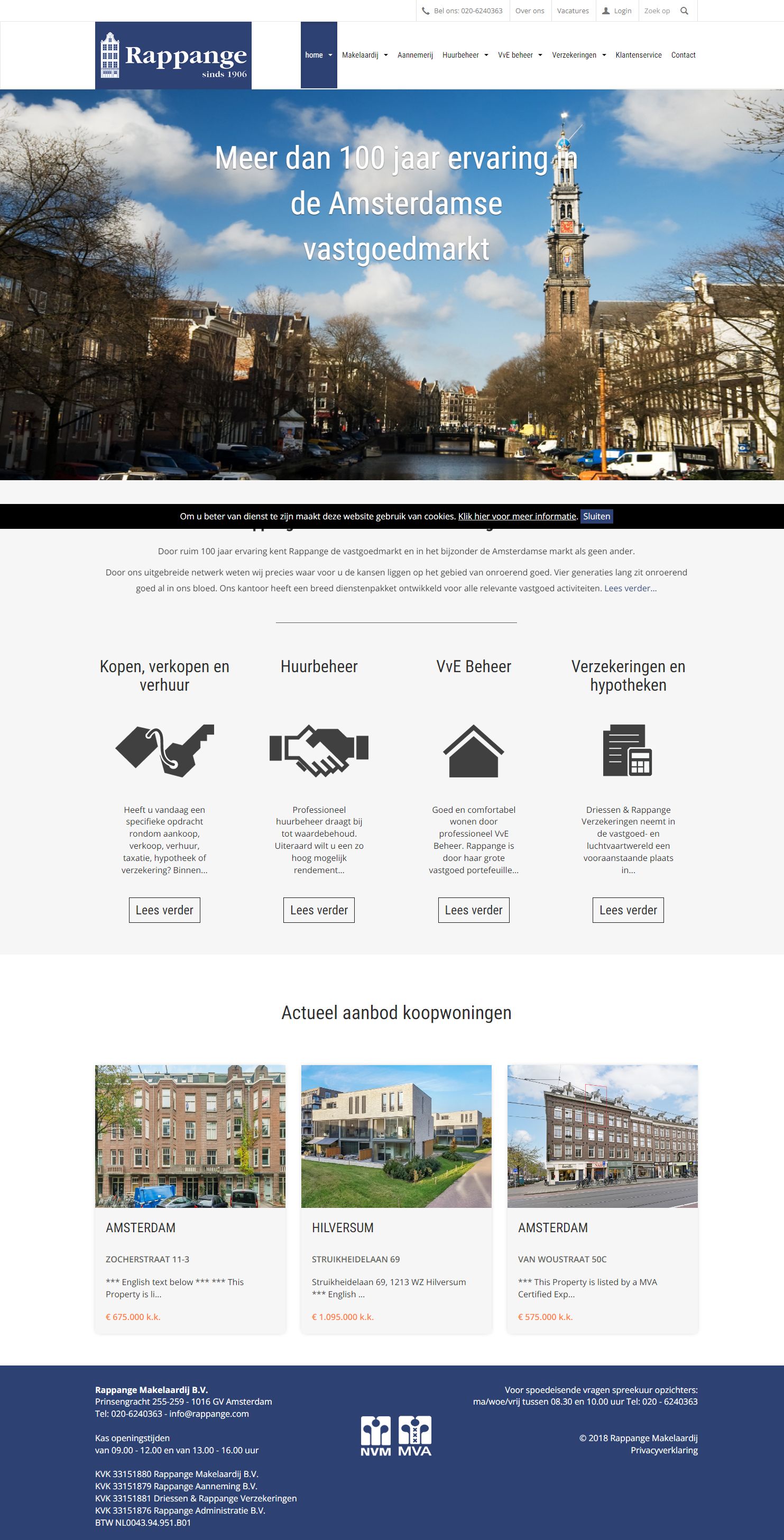 Screenshot van de website van www.rappange.com