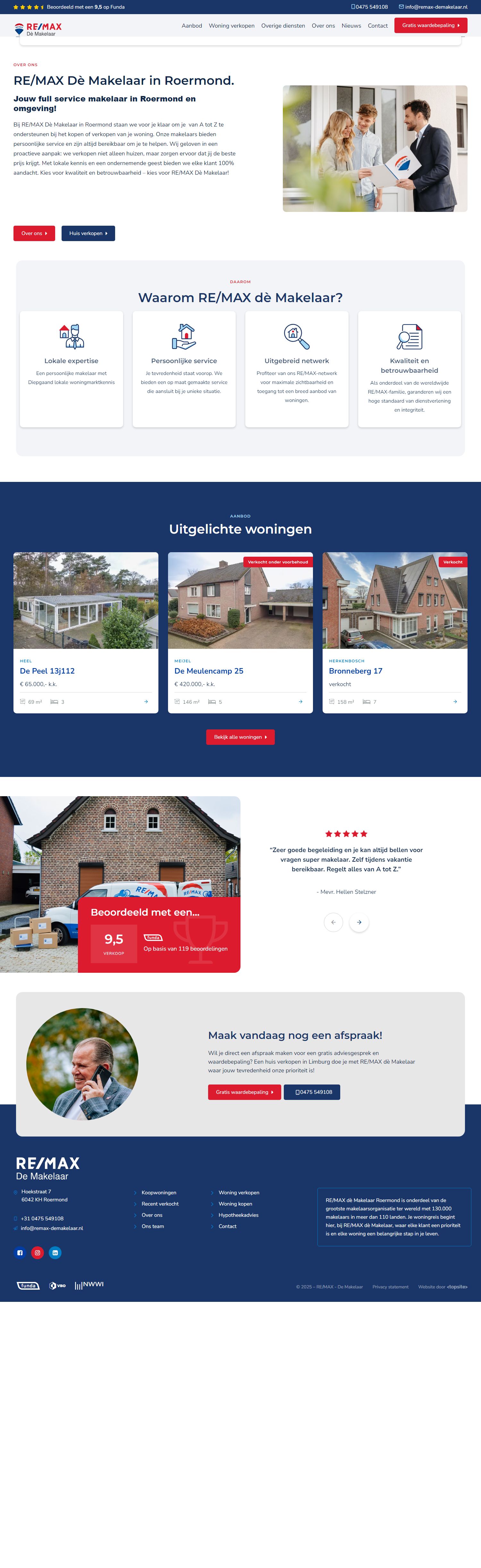 Screenshot van de website van www.remax-demakelaar.nl