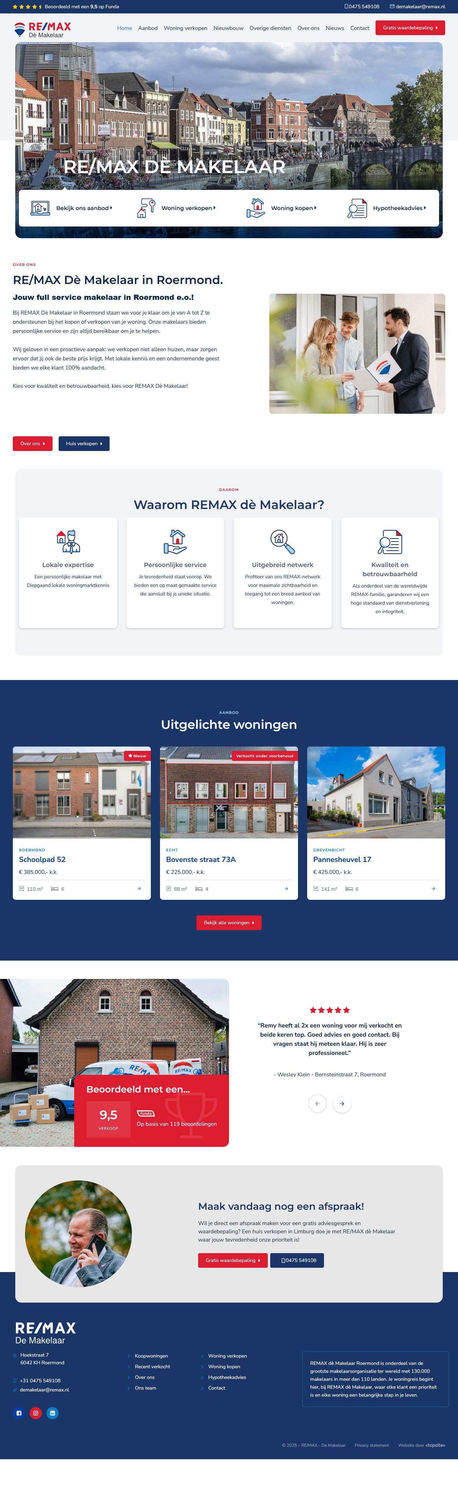 Screenshot van de website van www.remax-demakelaar.nl