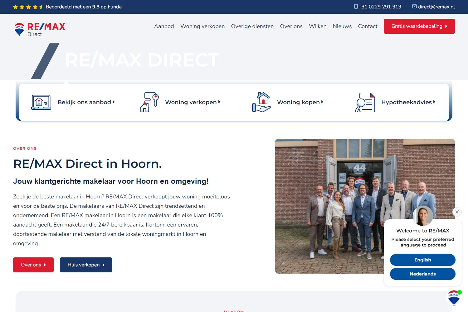 Screenshot van de website van www.makelaar-hoorn.remax.nl