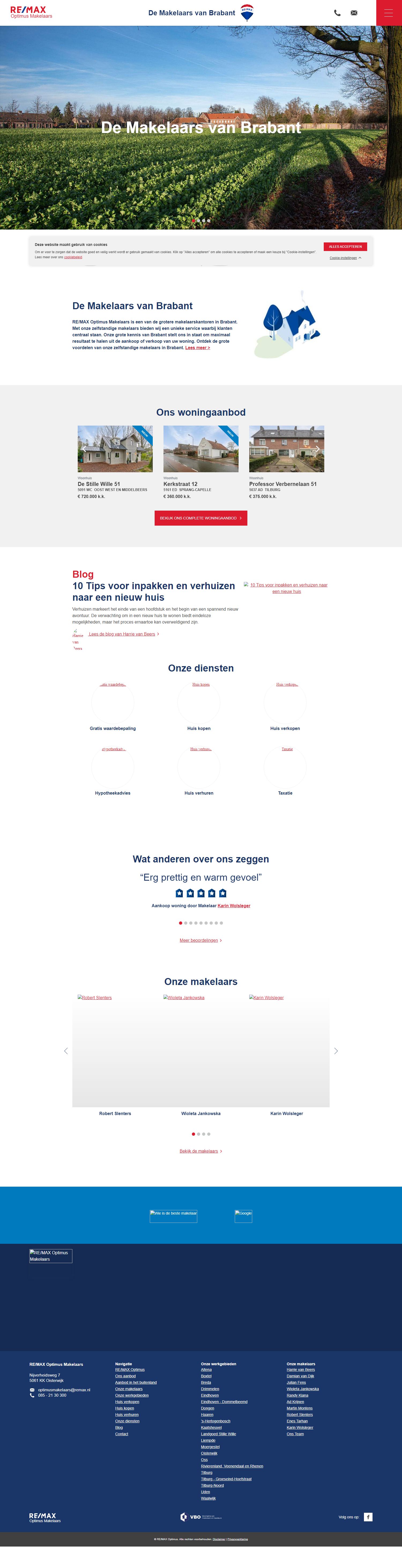 Screenshot van de website van www.makelaars-in-brabant.nl