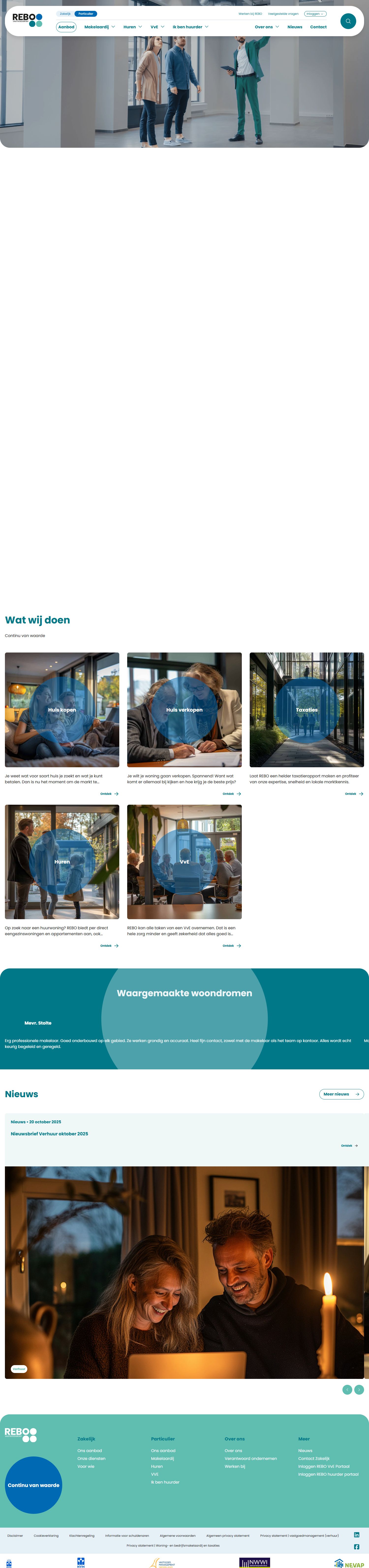 Screenshot van de website van www.rebowonen.nl