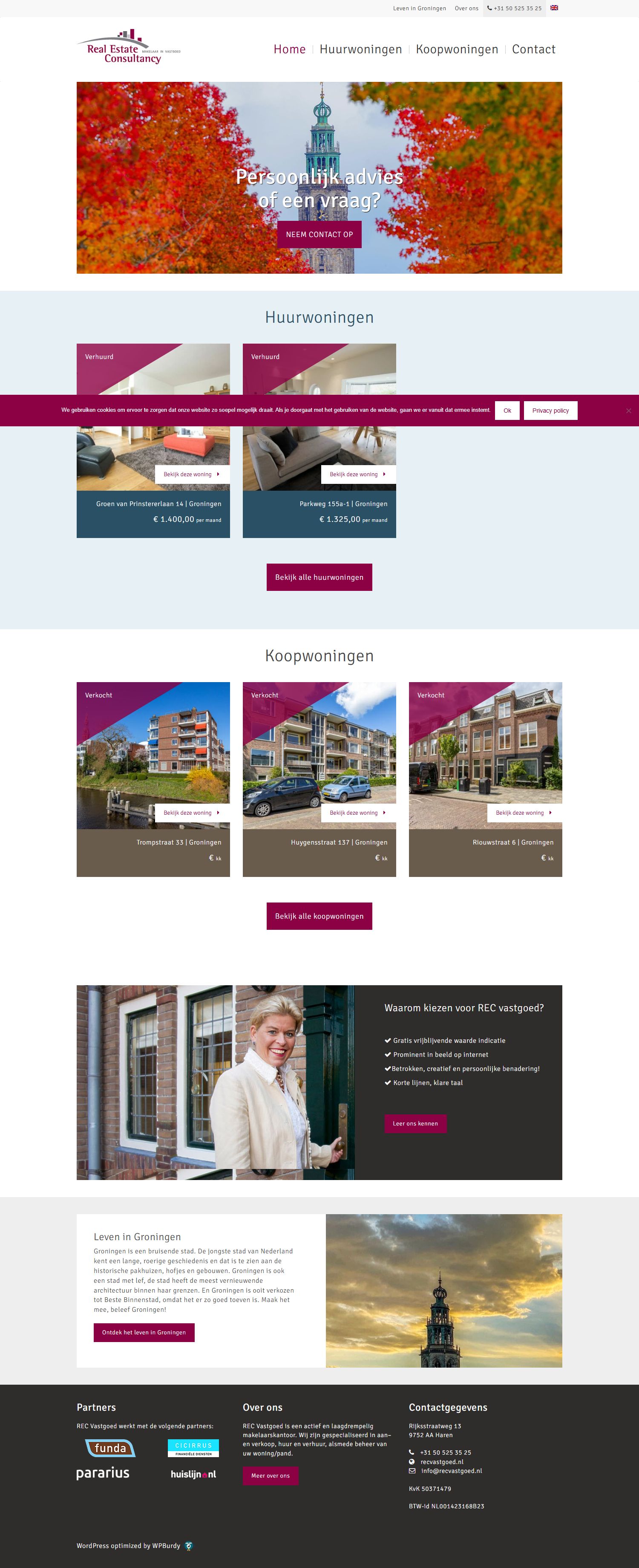 Capture d'écran du site web de recvastgoed.nl