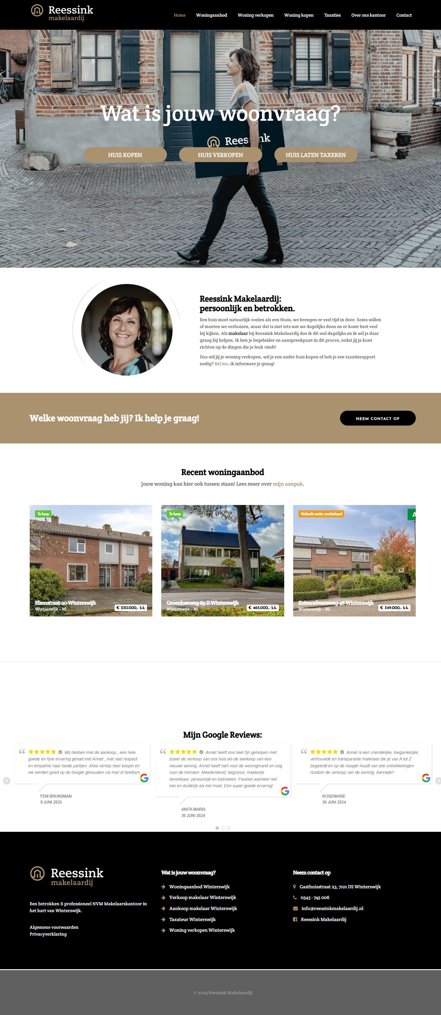 Screenshot of the website of www.reessinkmakelaardij.nl