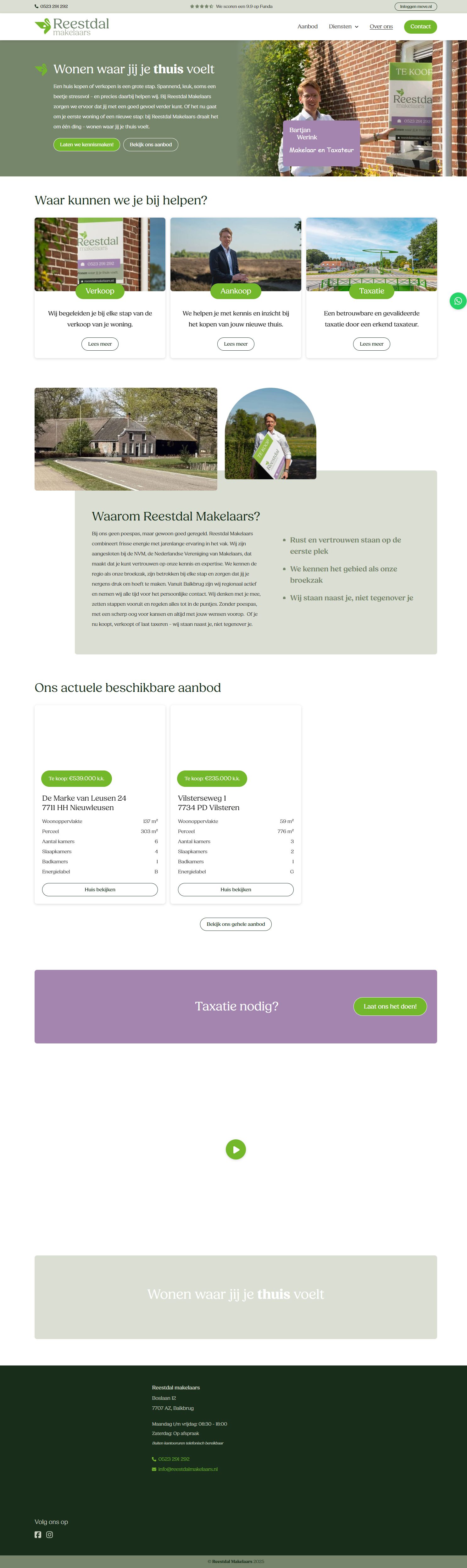 Screenshot van de website van www.reestdalmakelaars.nl