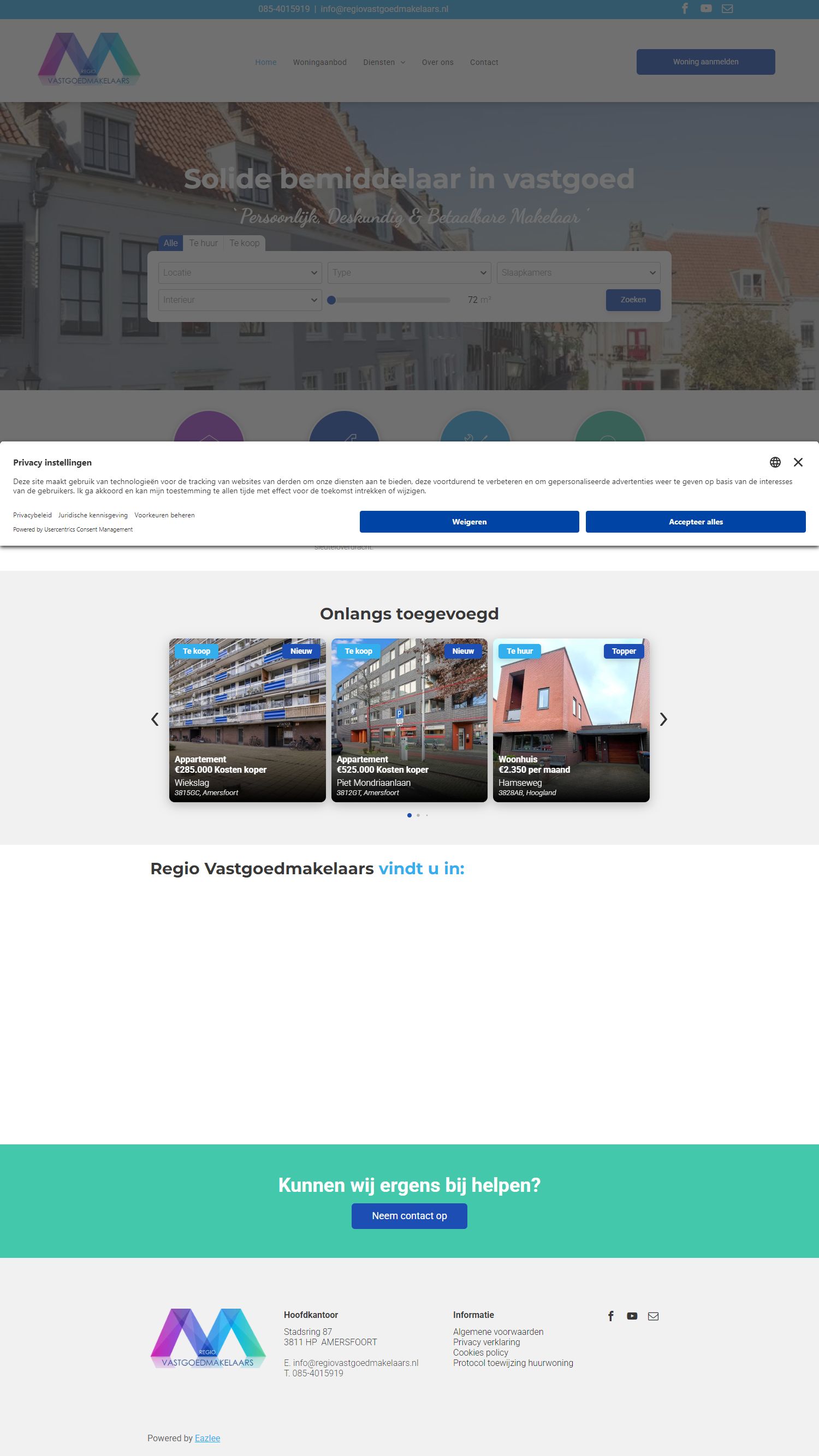 Screenshot van de website van www.regiovastgoedmakelaars.nl