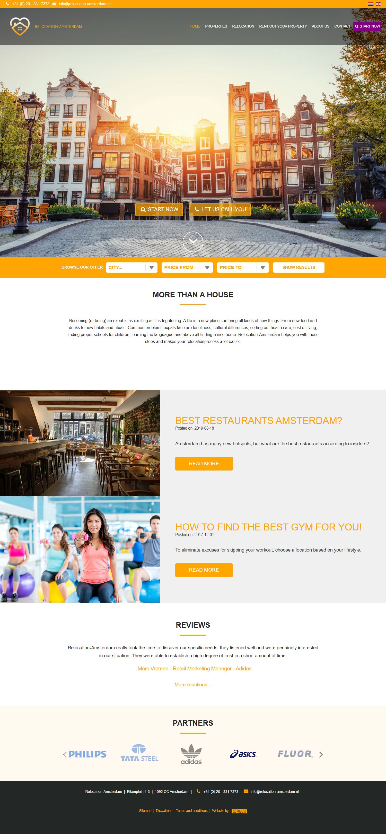 Screenshot der Website von www.relocation-amsterdam.nl
