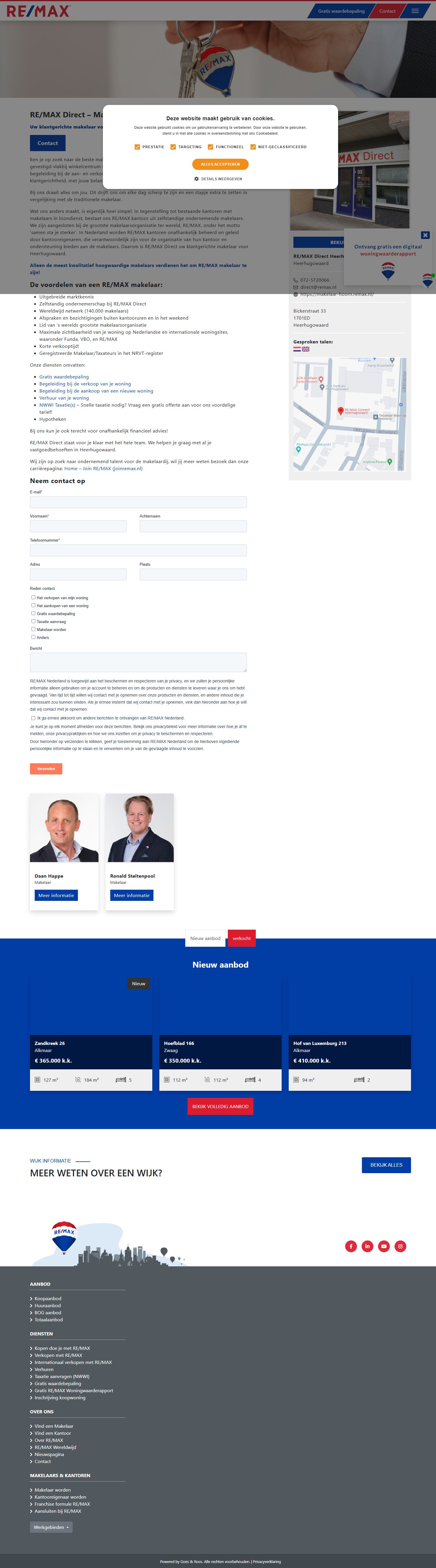 Screenshot van de website van www.remax.nl