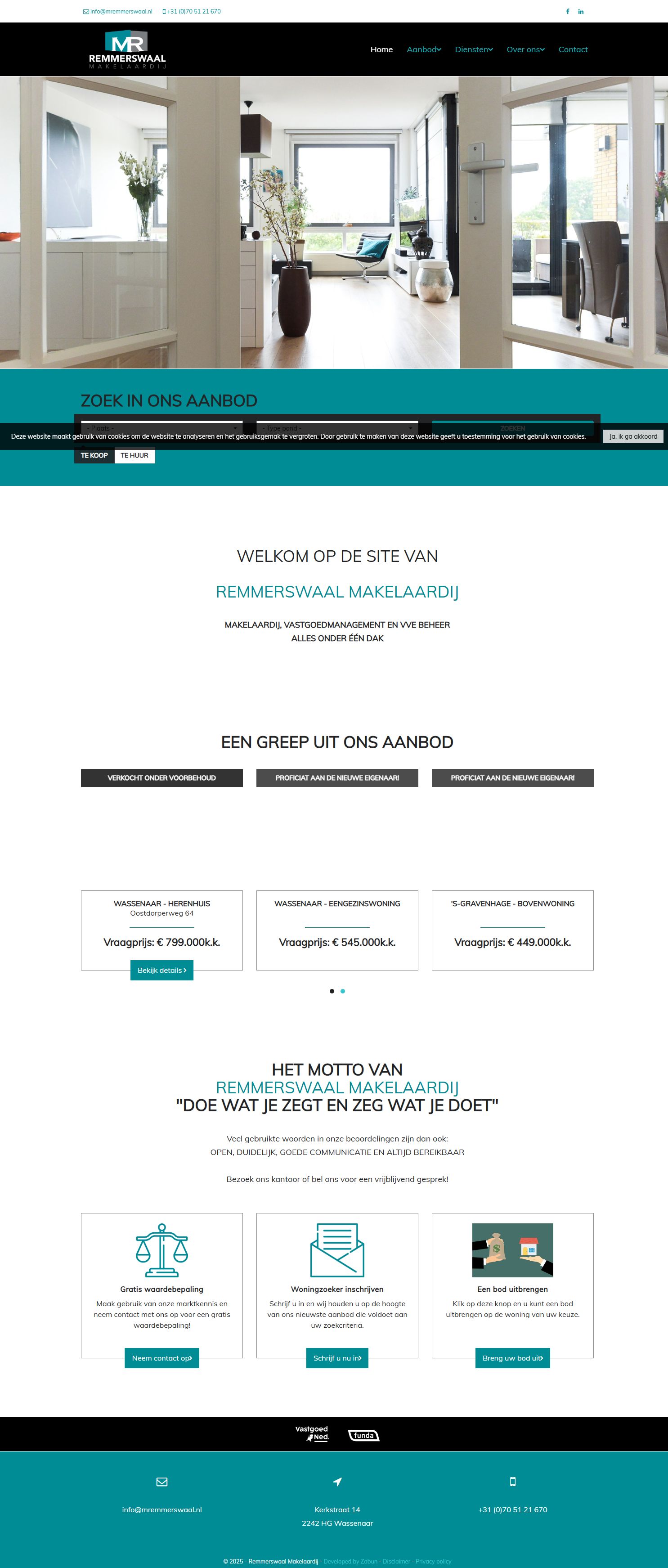 Screenshot of the website of www.mremmerswaal.nl
