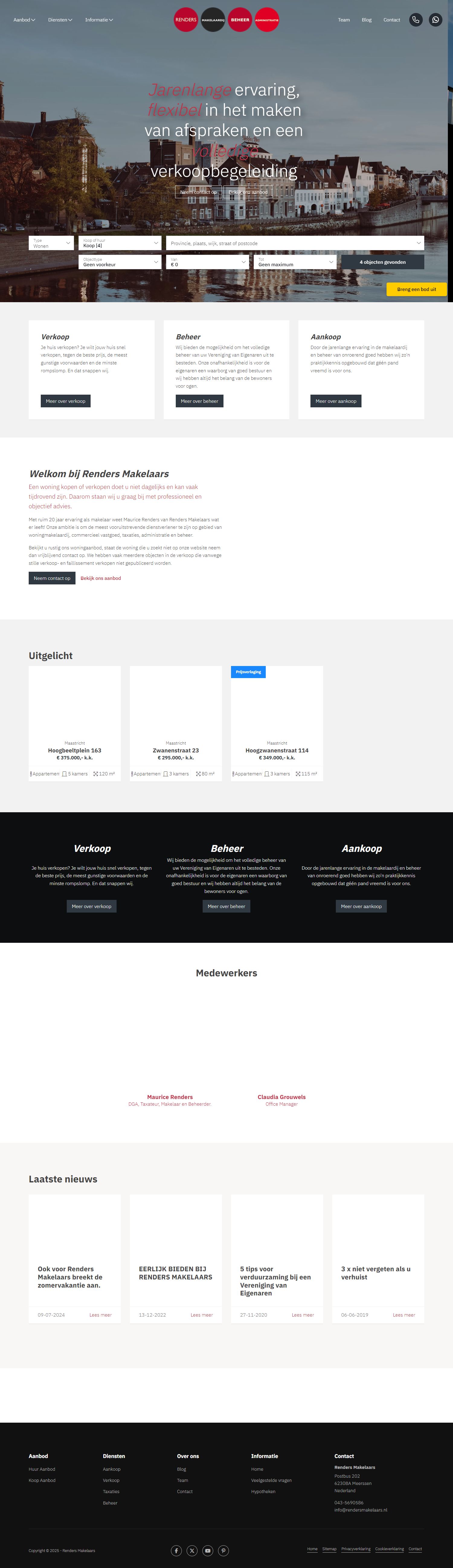 Screenshot van de website van www.rendersmakelaars.nl
