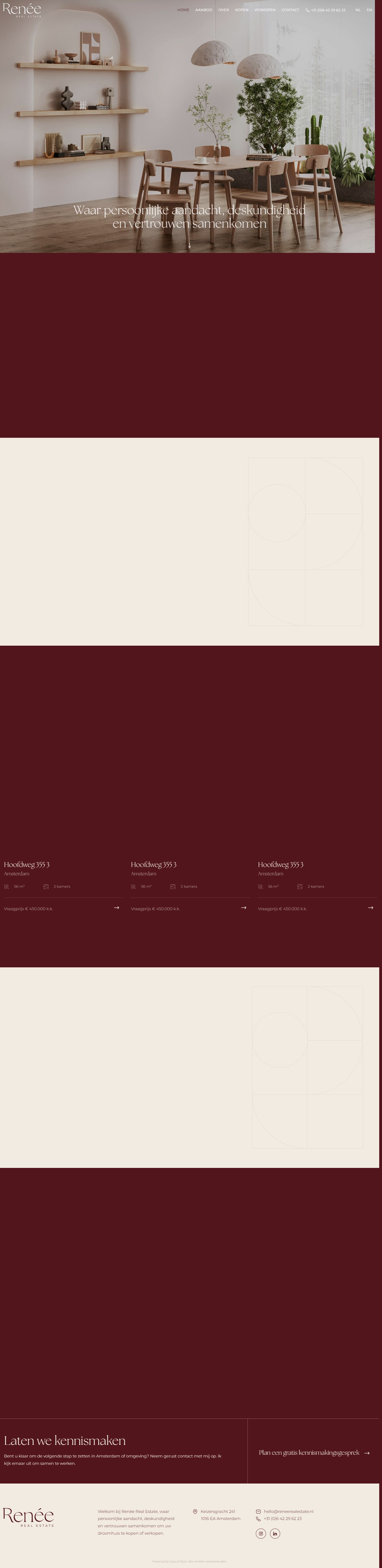 Screenshot van de website van www.reneerealestate.nl