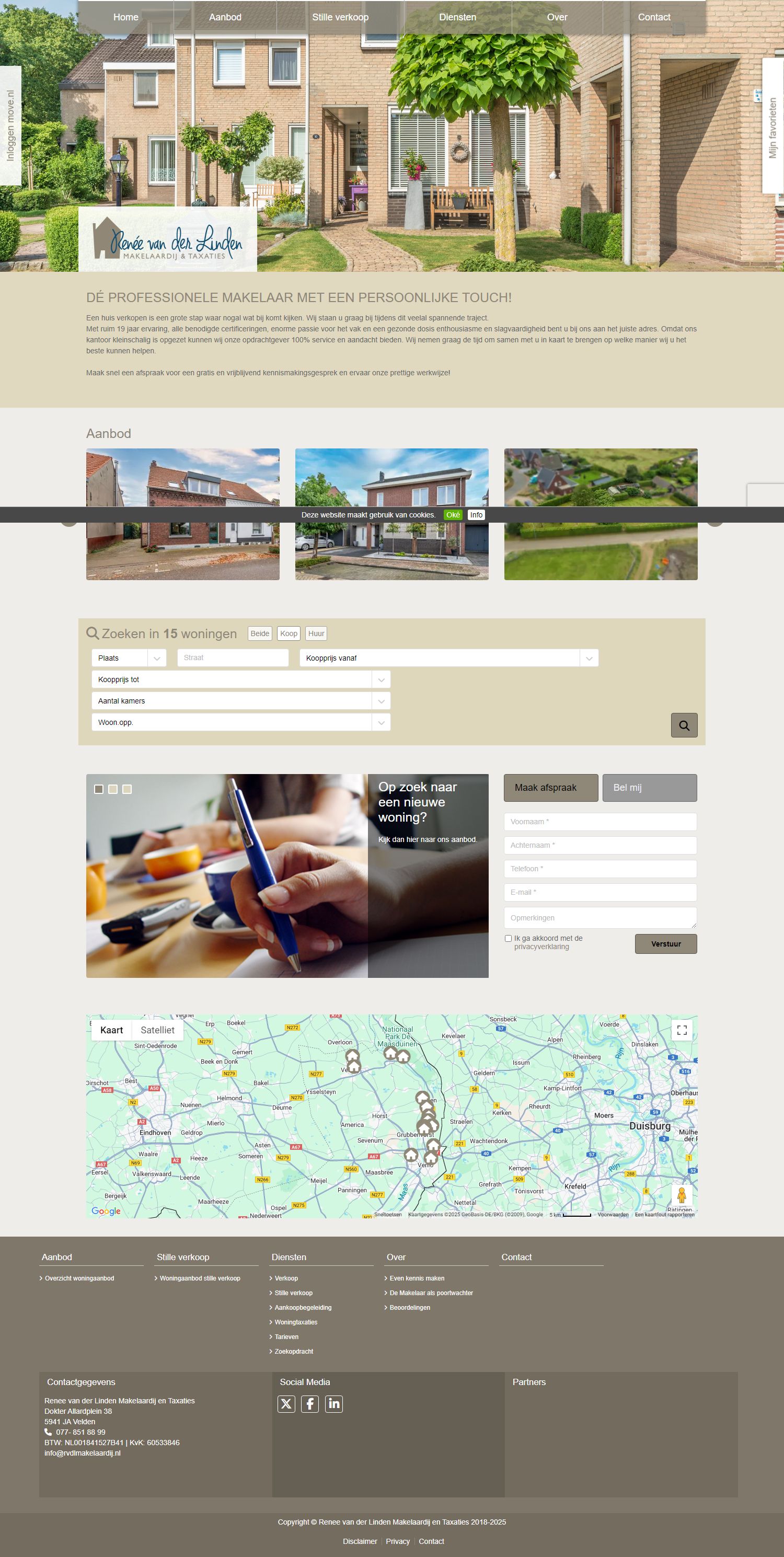 Screenshot van de website van www.rvdlmakelaardij.nl