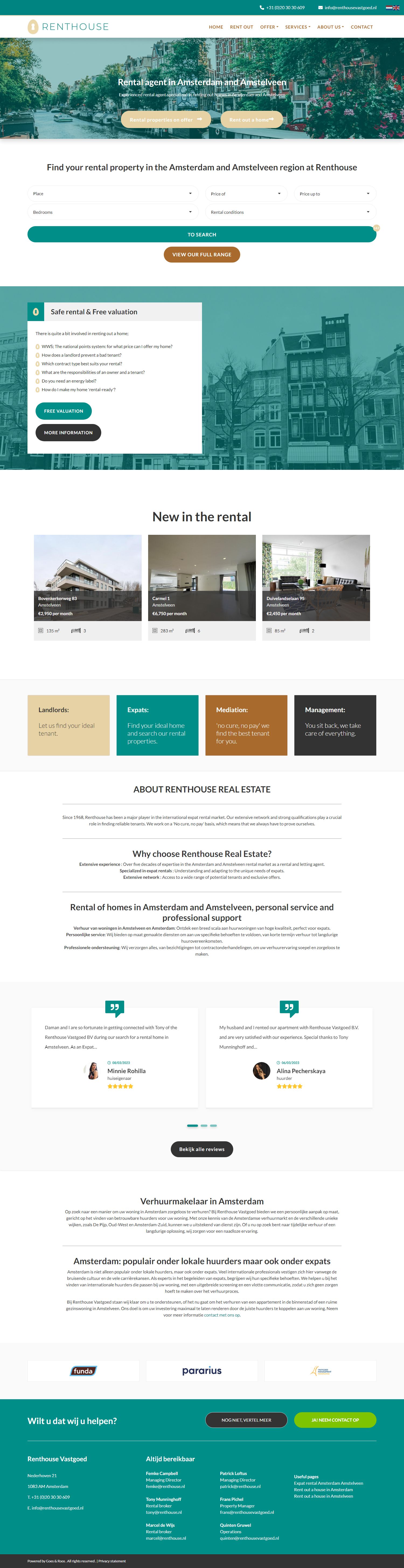 Screenshot van de website van renthouserealestate.com