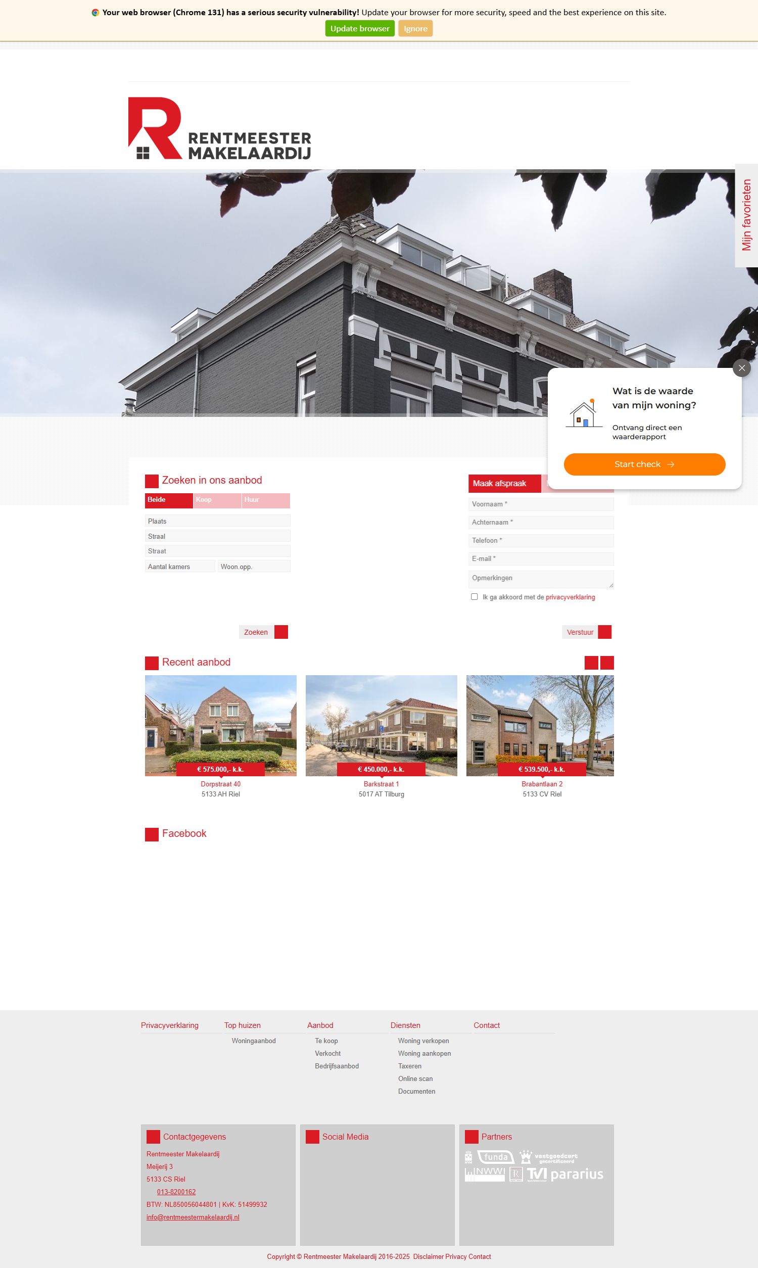 Screenshot der Website von www.rentmeestermakelaardij.nl